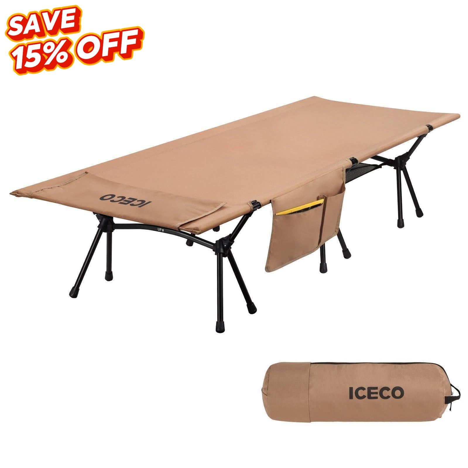 Portable L Size Camping Cot khaki | ICECO-Outdoor Gear-www.icecofreezer.com