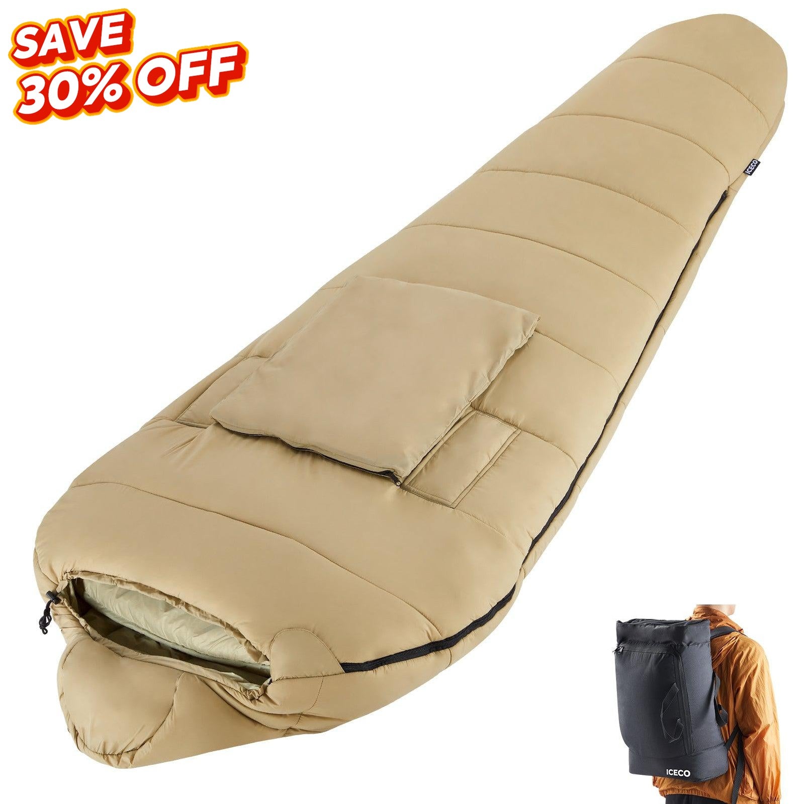 10°F Sleeping Bags for Adults Warm Camping Sleeping Bag-Outdoor Gear-www.icecofreezer.com