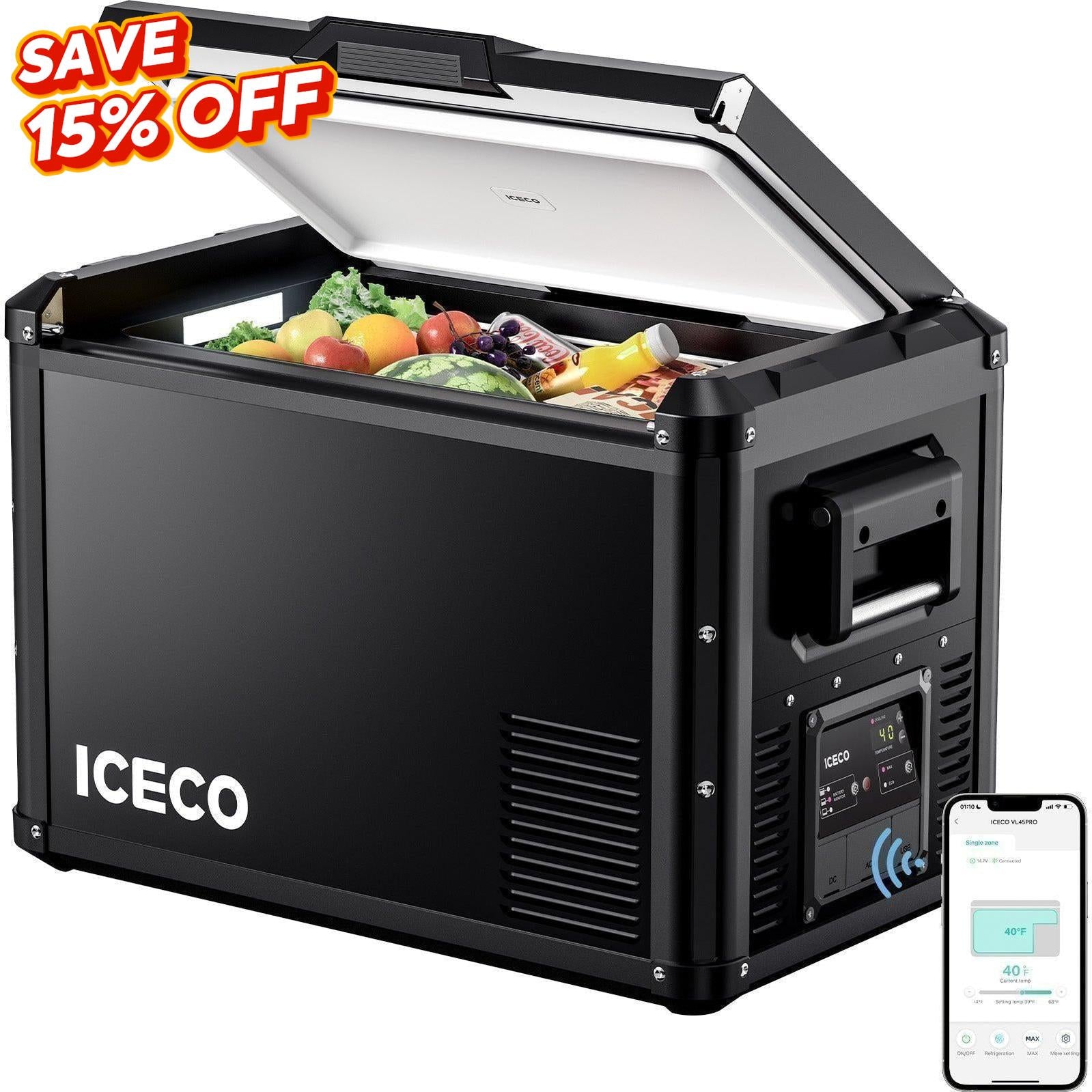 63.4QT VL60ProS Single Zone Portable Fridge Electric Cooler | ICECO-Portable Fridge-www.icecofreezer.com
