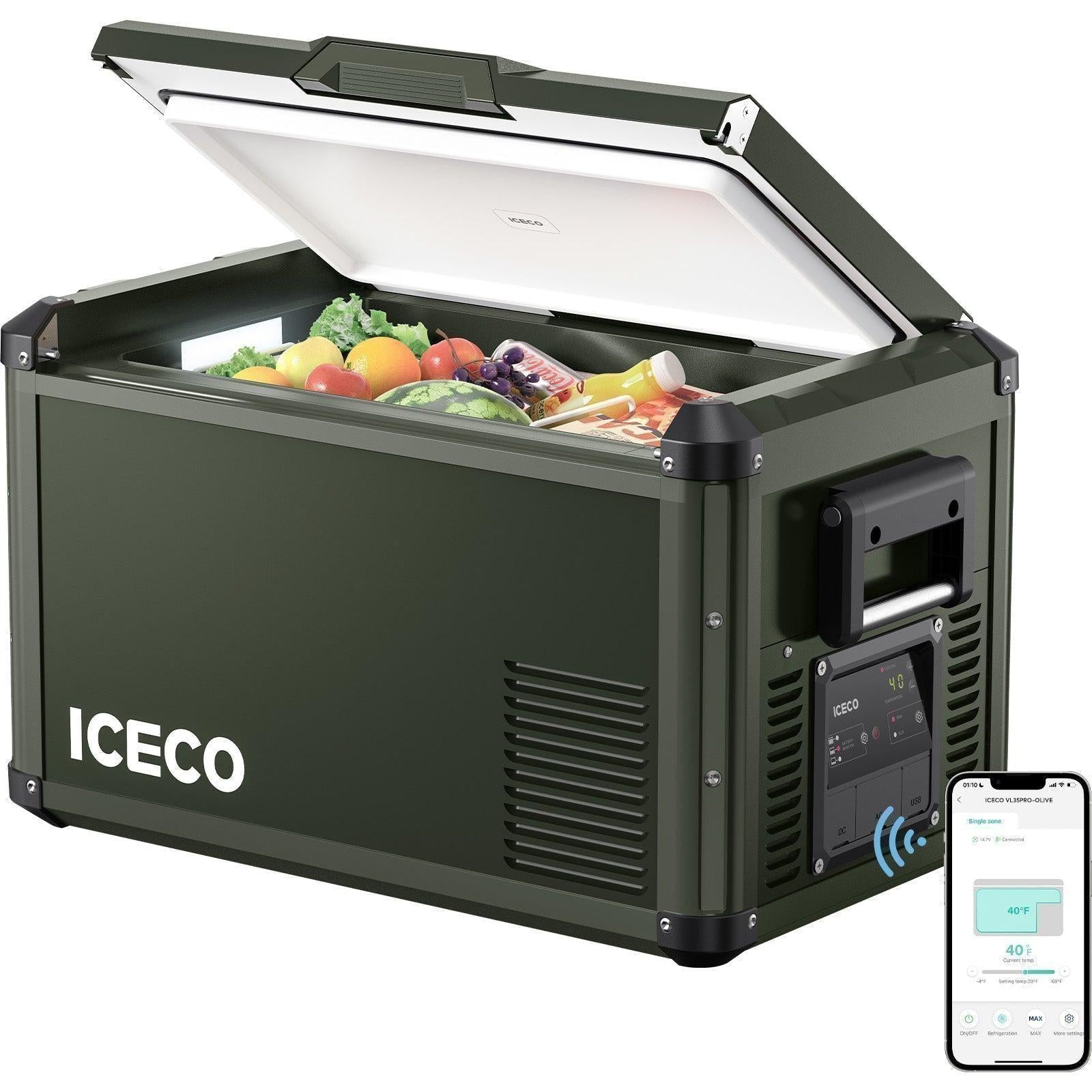 37QT VL35ProS Olive Single Zone Fridge With PB1000 Power Station | ICECO-Portable Fridge-www.icecofreezer.com