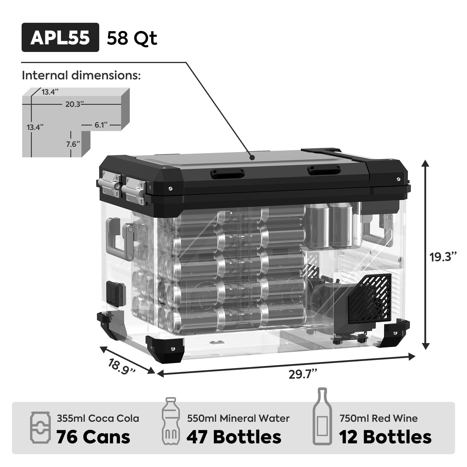 58QT APL55 Dual Zone 12 Volt Fridge refrigerator | ICECO-Portable Fridge-www.icecofreezer.com