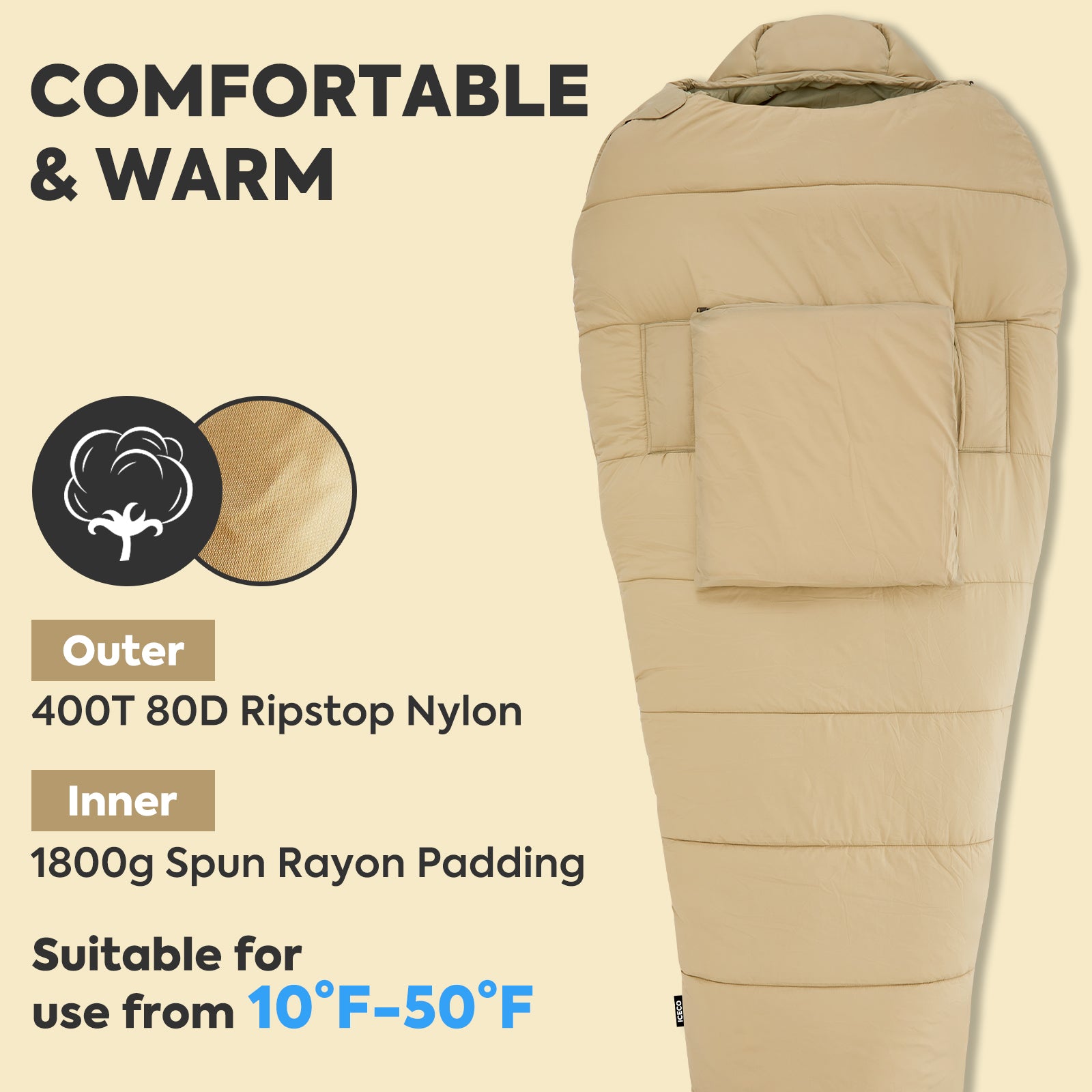 10°F Sleeping Bags for Adults Warm Camping Sleeping Bag-Outdoor Gear-www.icecofreezer.com