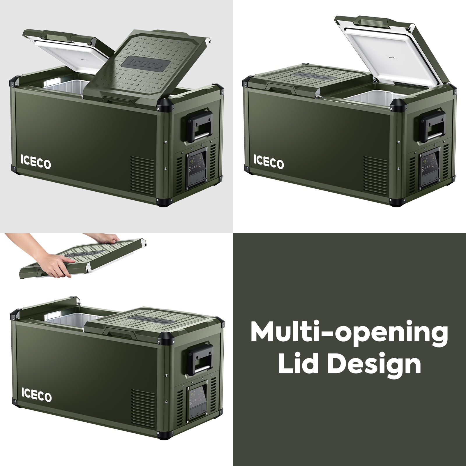 79.2QT VL75ProD Olive 12V Heavy Duty Metal Fridge Freezer| ICECO-Portable Fridge-www.icecofreezer.com