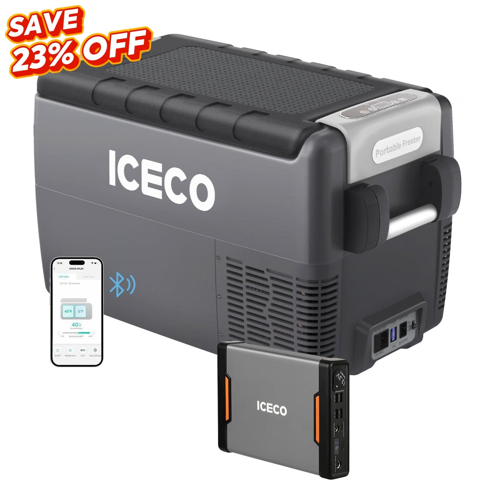 31.7QT JP30 12V APP Controlled Refrigerator with Portable Power Station | ICECO-Portable Fridge-www.icecofreezer.com