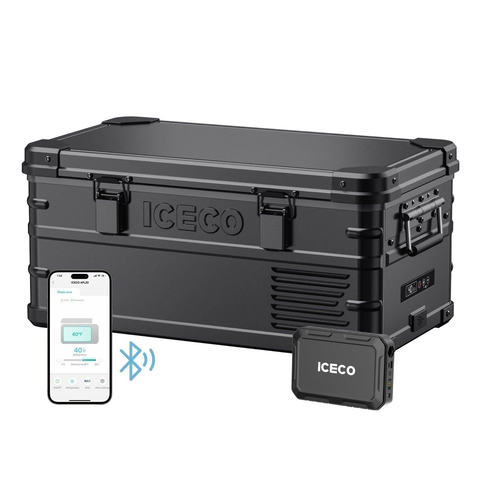 21QT APL20 Black Single Zone Aluminum Freezer With Magnetic Power Bank | ICECO-Portable Fridge-www.icecofreezer.com