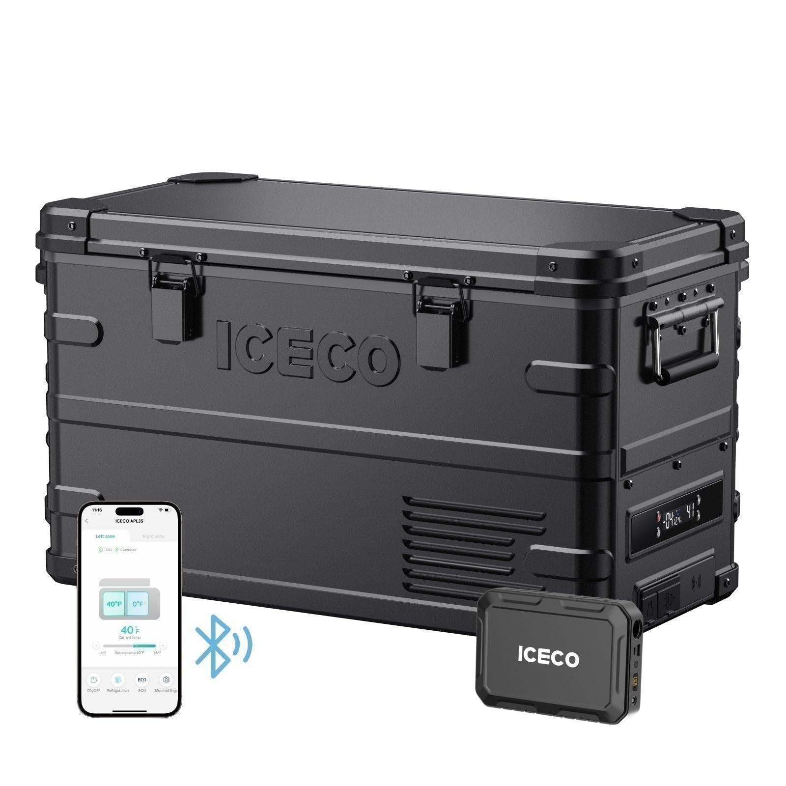 37QT APL35-Black Aluminum Freezer With Magnetic Power Bank | ICECO-Portable Fridge-www.icecofreezer.com