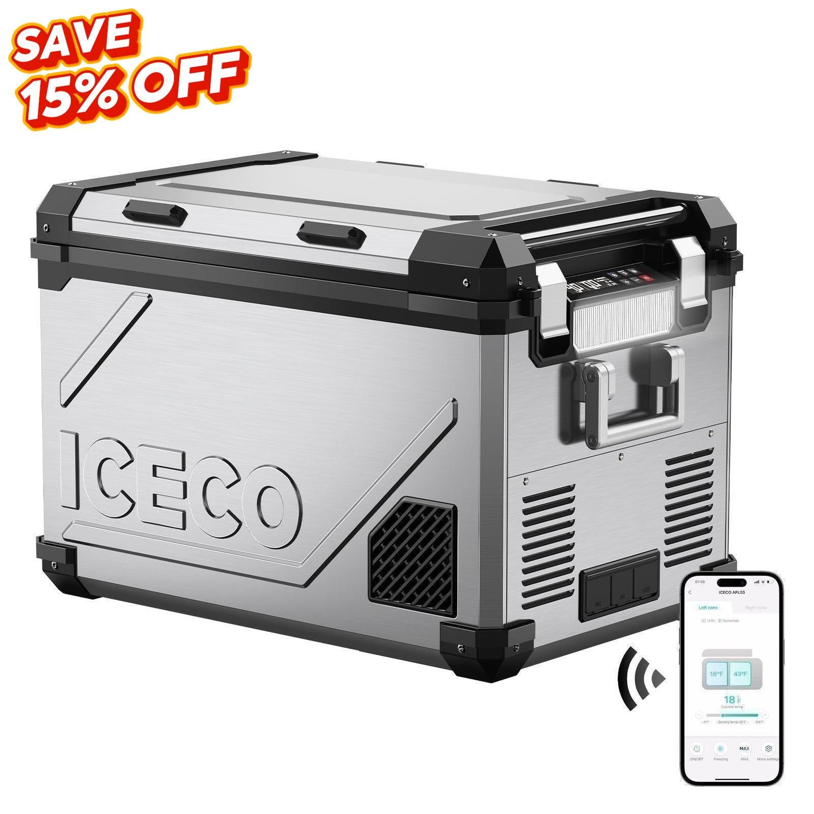 58QT APL55 Dual Zone 12 Volt Fridge refrigerator | ICECO-Portable Fridge-www.icecofreezer.com