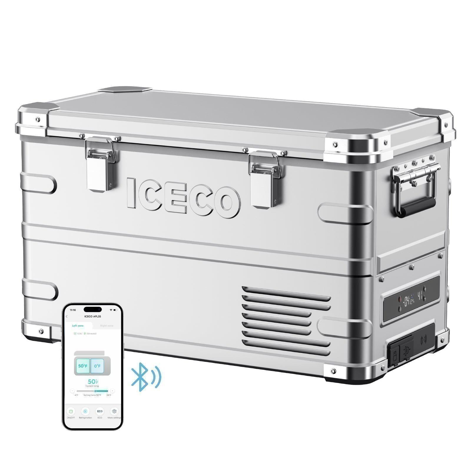 ICECO APL35 dual zone 12V portable car fridge during Fall Season Sale, perfect for camping and road trips
