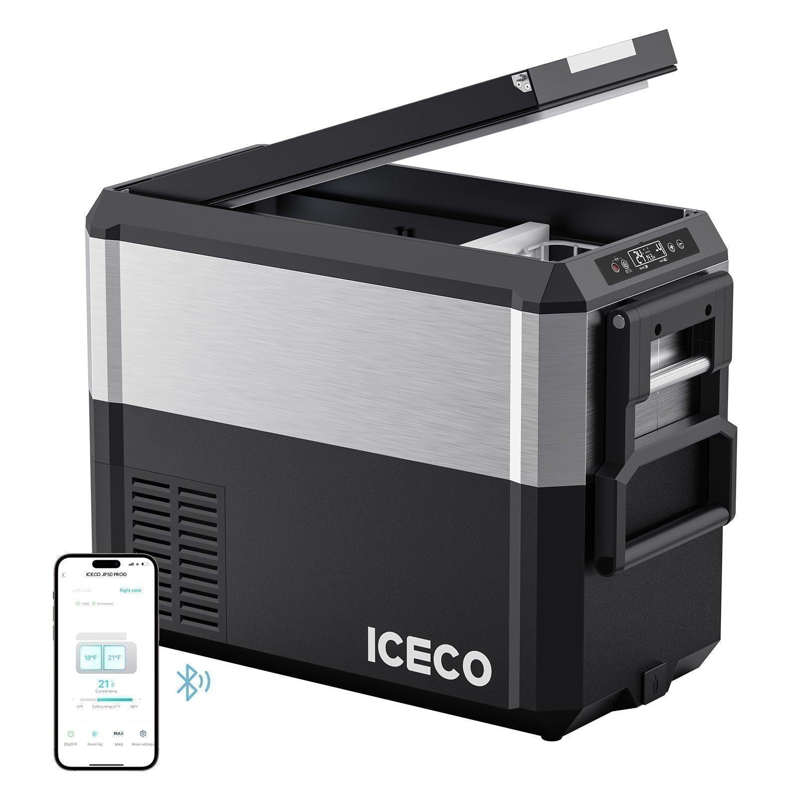 JP Pro Series 40/51QT Dual Zone Wheeled Car Fridge With Cover-SILVER | Ship Out in Early-August-Portable Fridge-www.icecofreezer.com