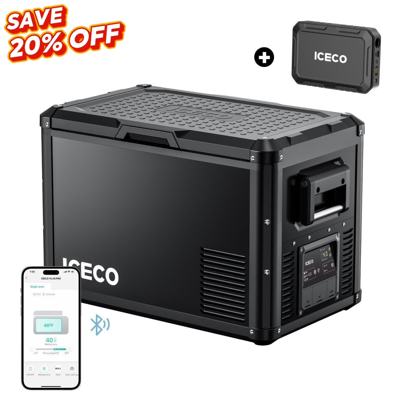 47.5QT VL45ProS Portable Single Zone Fridge With Magnetic Power Bank | ICECO-Portable Fridge-www.icecofreezer.com