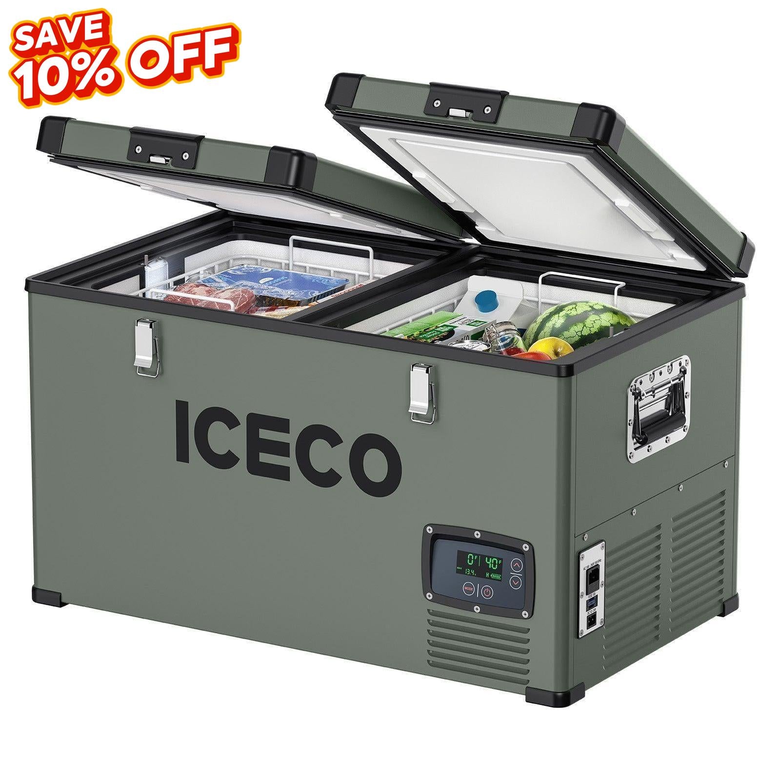63.4QT VL60 Dual Zone Metal Fridge Freezer with Cover | ICECO-Portable Fridge-www.icecofreezer.com