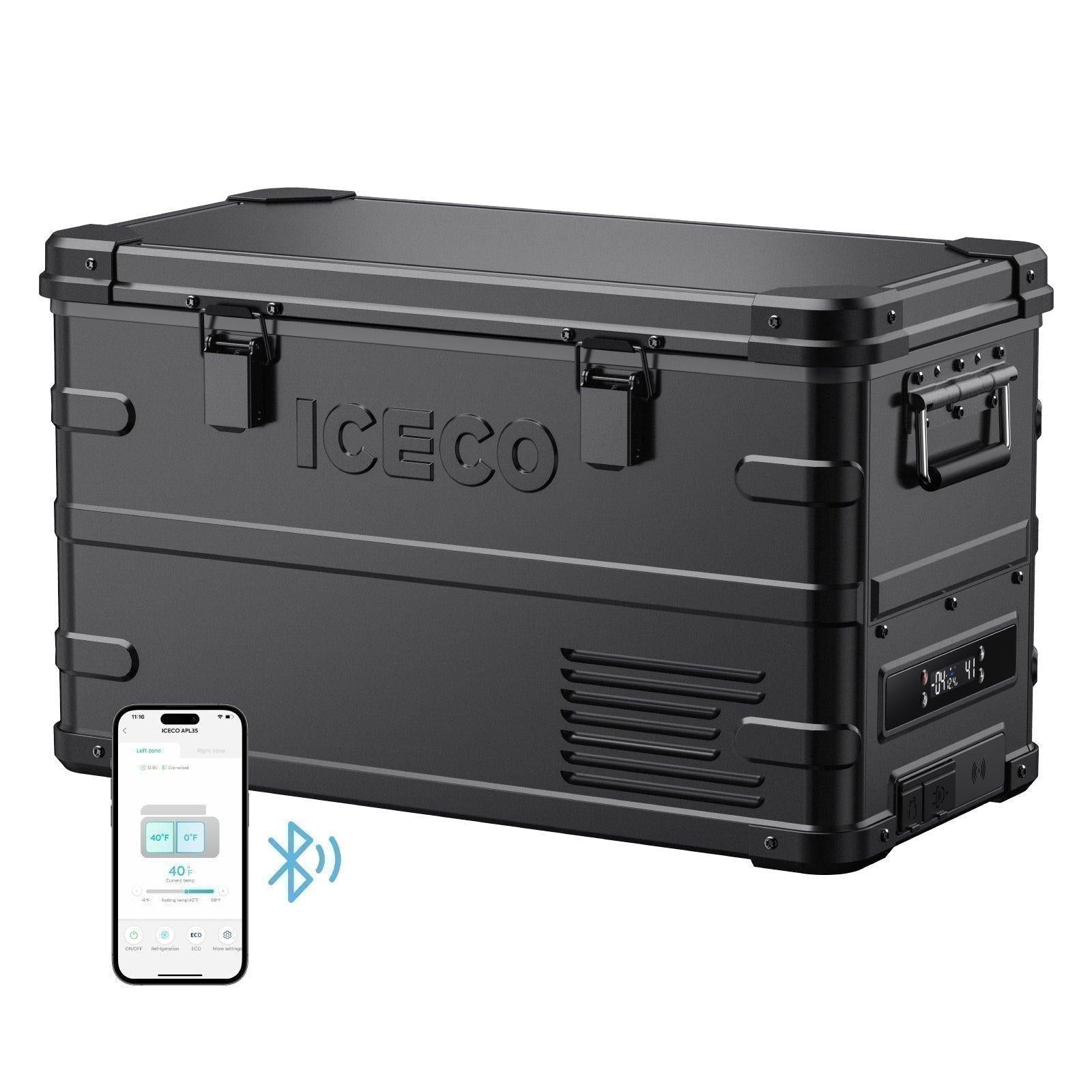 37QT APL35-Black Aluminum Freezer With Magnetic Power Bank | ICECO-Portable Fridge-www.icecofreezer.com