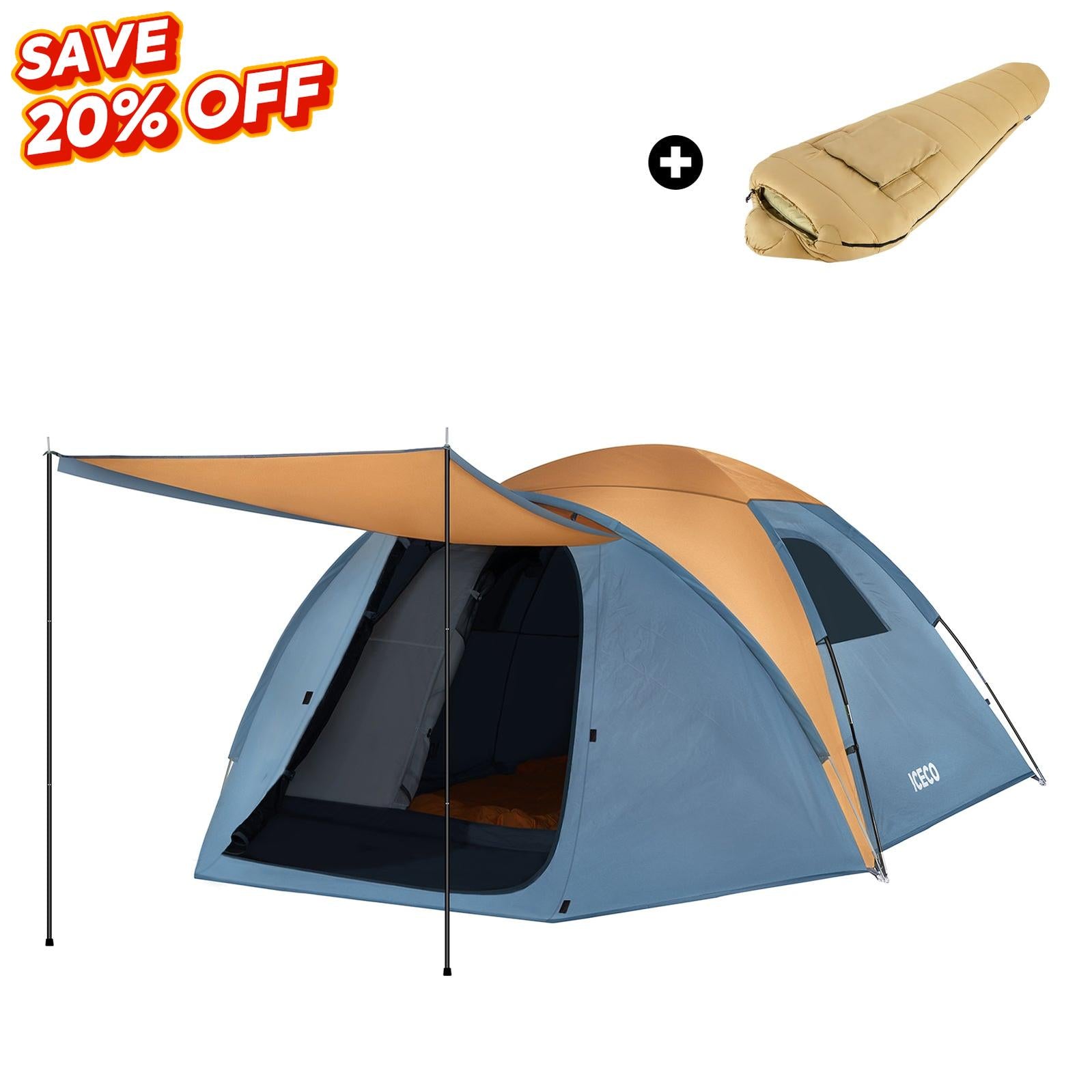 All Season 4 People Camping Tent With 10°F Sleeping Bag | ICECO-Outdoor Gear-www.icecofreezer.com