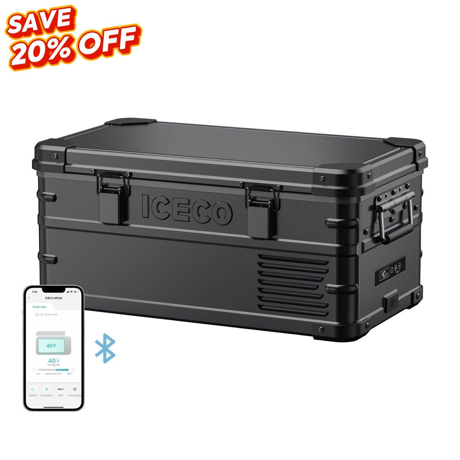 21QT APL20 Black Lightweight Single Zone Aluminum Freezer | ICECO-Portable Fridge-www.icecofreezer.com