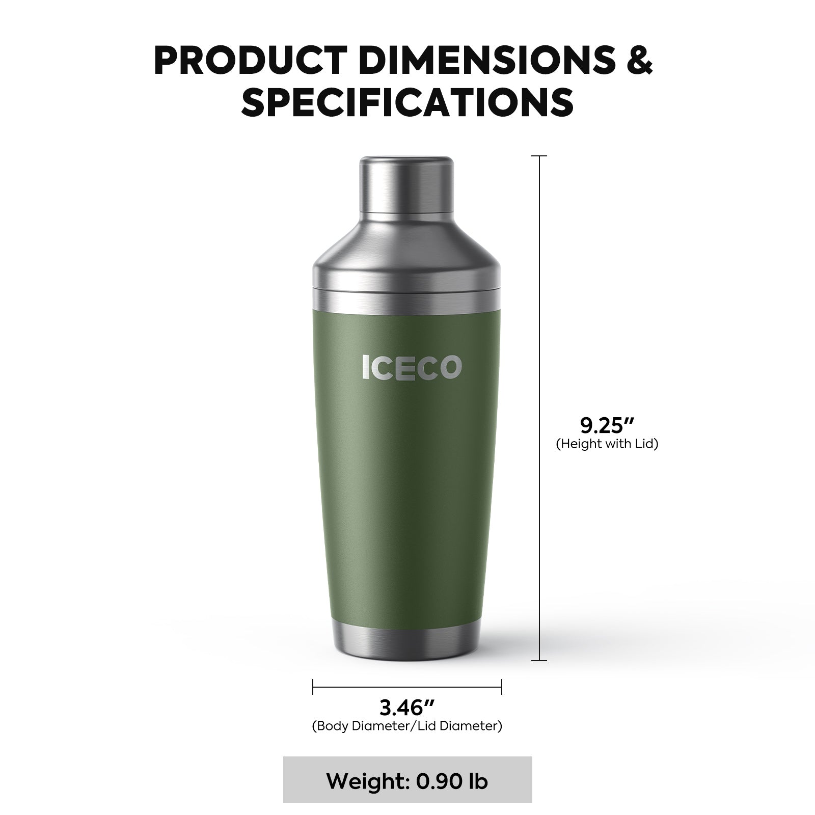 20oz Stainless Steel Cocktail Shaker | ICECO-accessories-www.icecofreezer.com