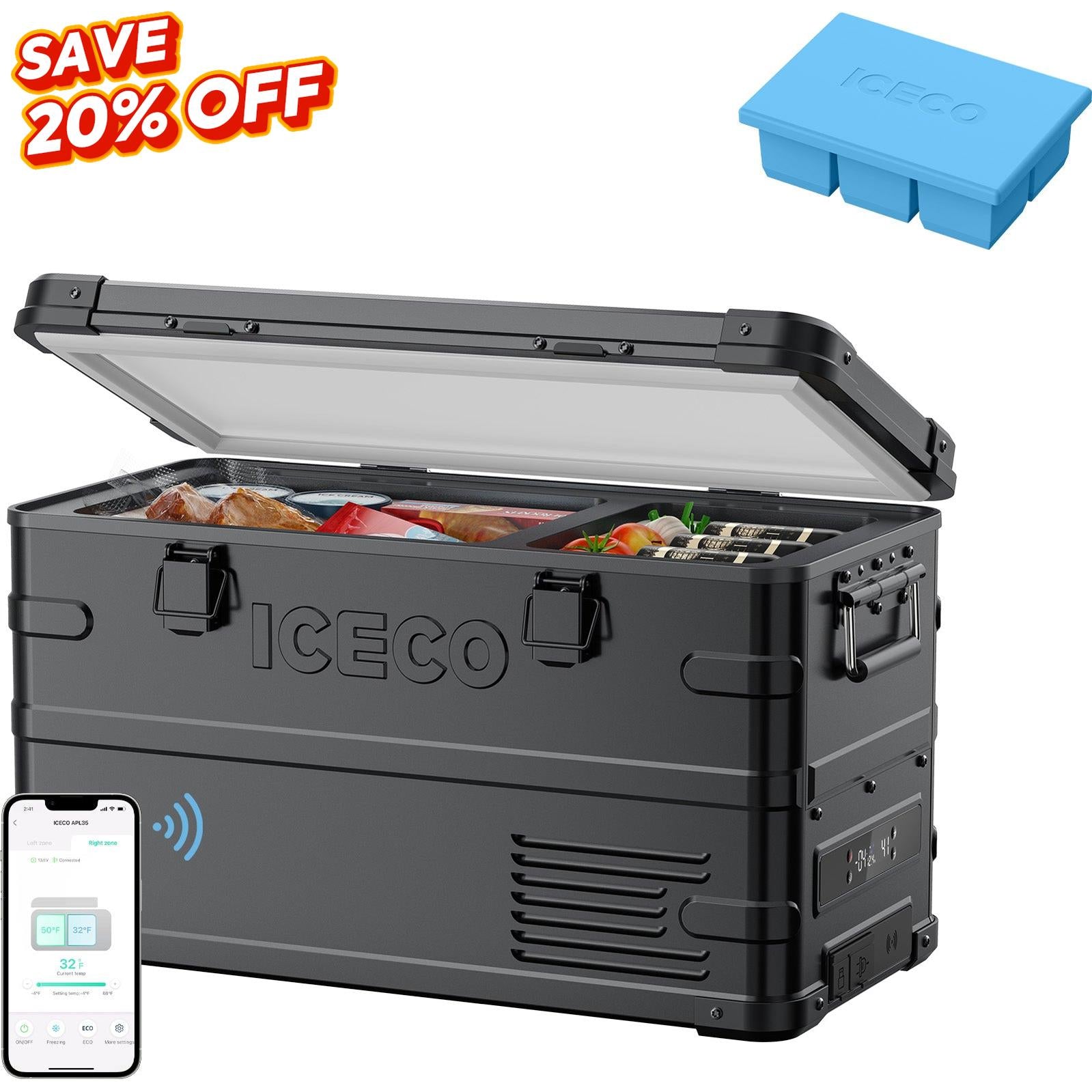 37QT APL35-Black Ultralight Aluminum Freezer With Ice Tray | Only 100 Units-Portable Fridge-www.icecofreezer.com