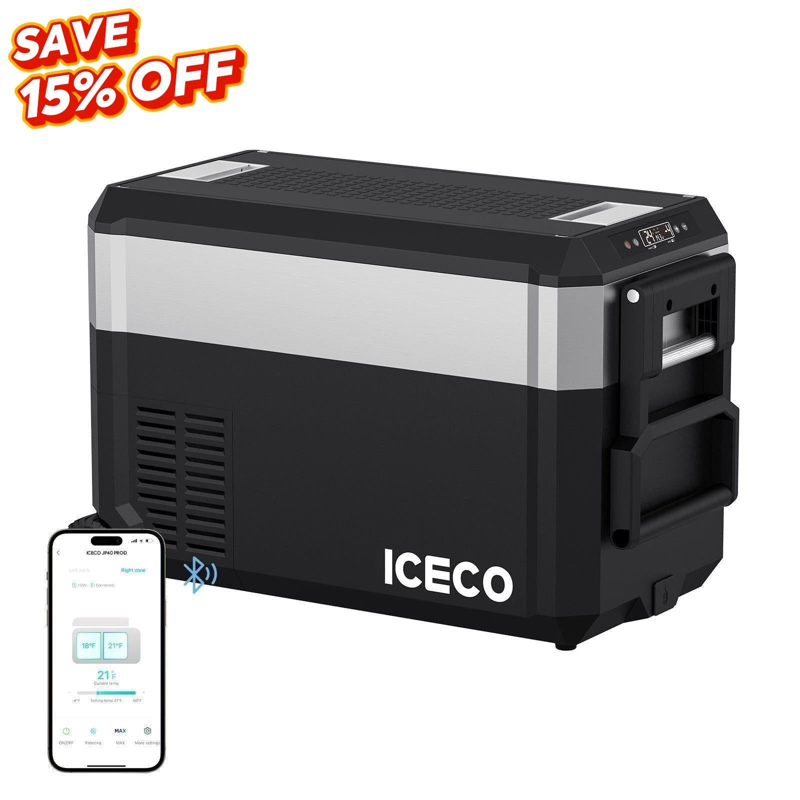 39QT JP40 Pro Dual Zone Wheeled Portable Freezer With Cover | ICECO-Portable Fridge-www.icecofreezer.com