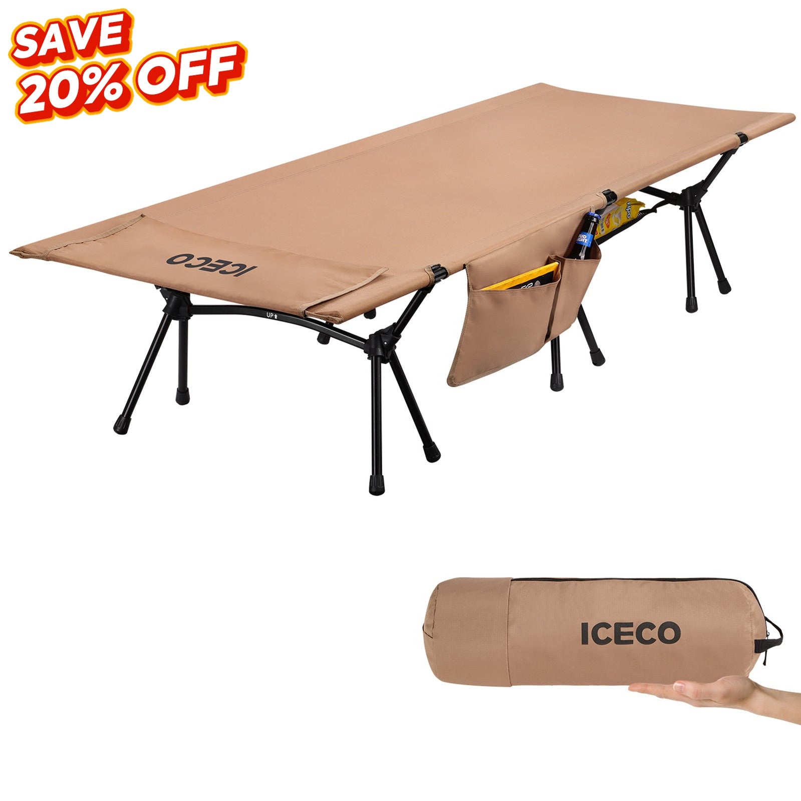 Portable Camping Cot khaki | ICECO