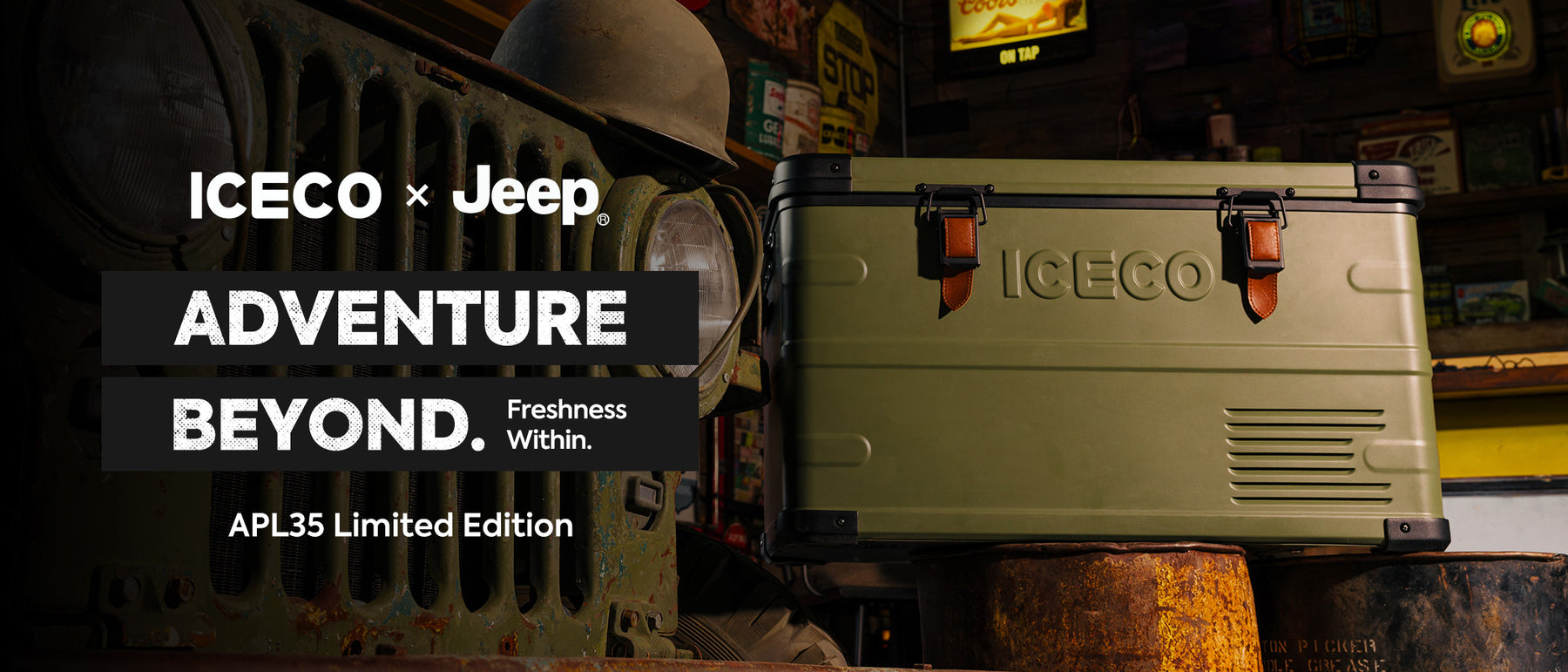 ICECO x Jeep APL35 Olive Portable Fridge