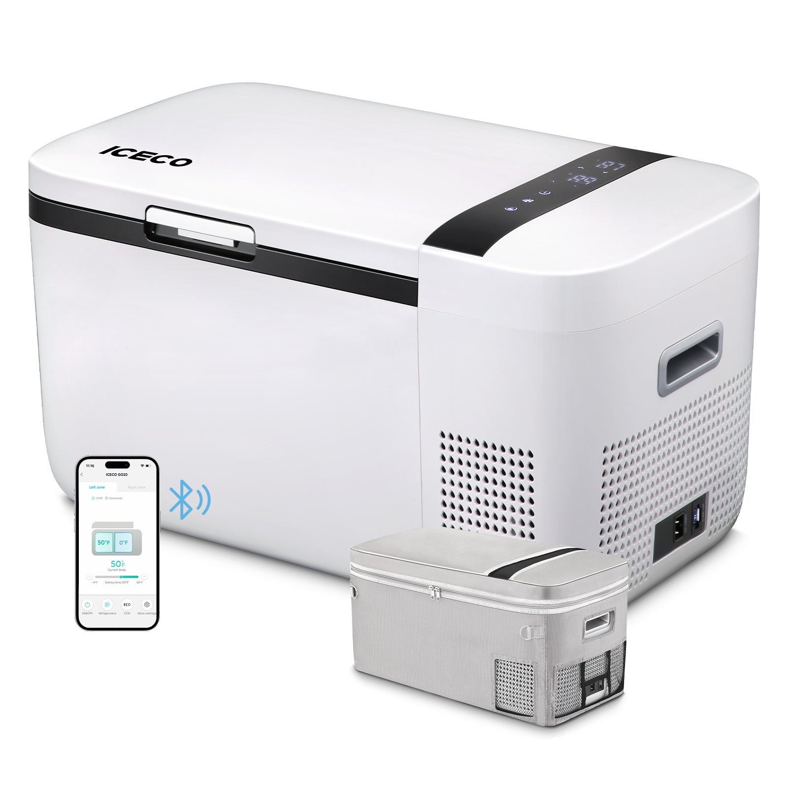 ICECO 21QT GO20 Dual Zone Compact Refrigerator 12V Portable Fridge 