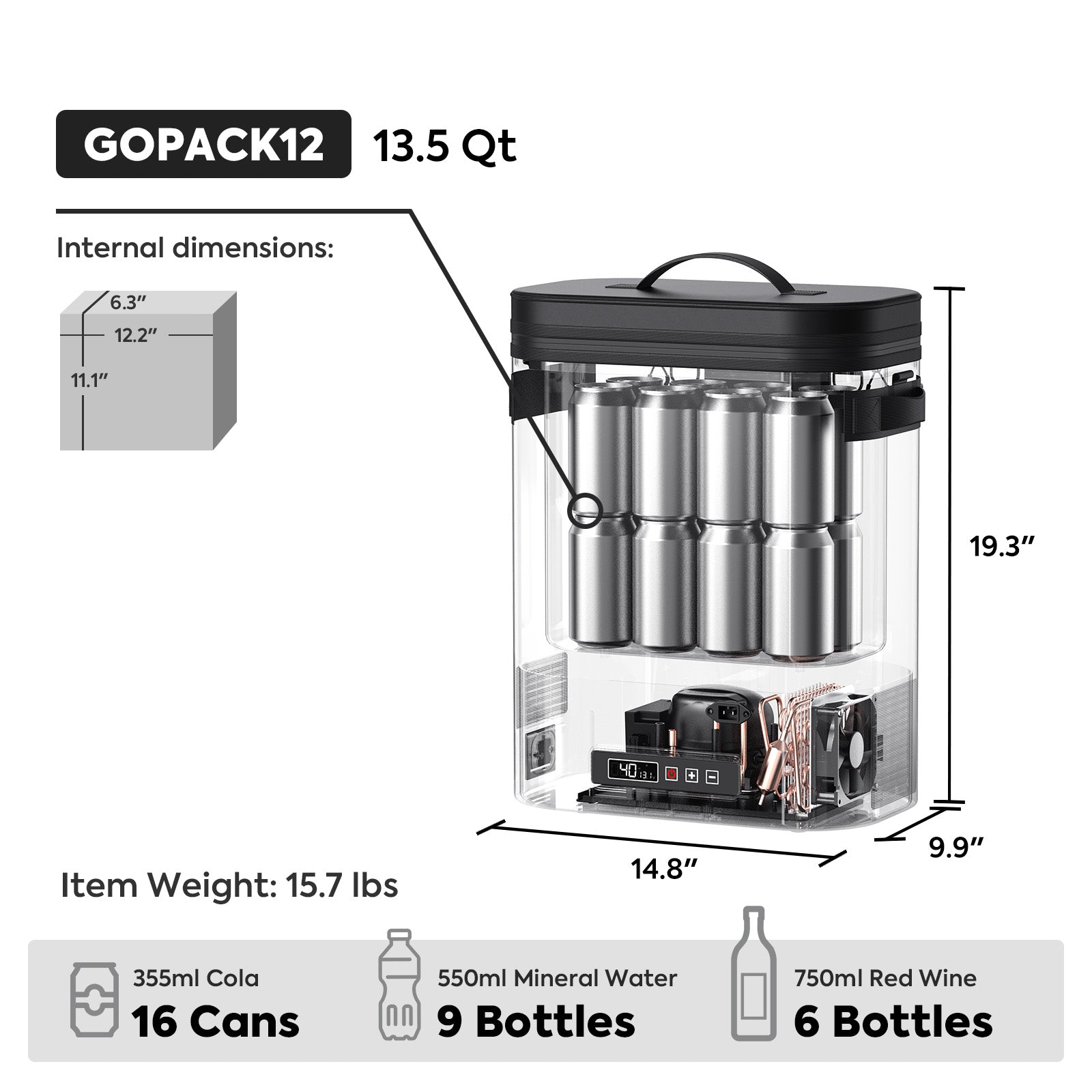13.5QT GOPACK12 Single Zone 12V Ice-Free Portable Freezer | ICECO × TOYO TIRES® Limited Edition-Portable Fridge-www.icecofreezer.com