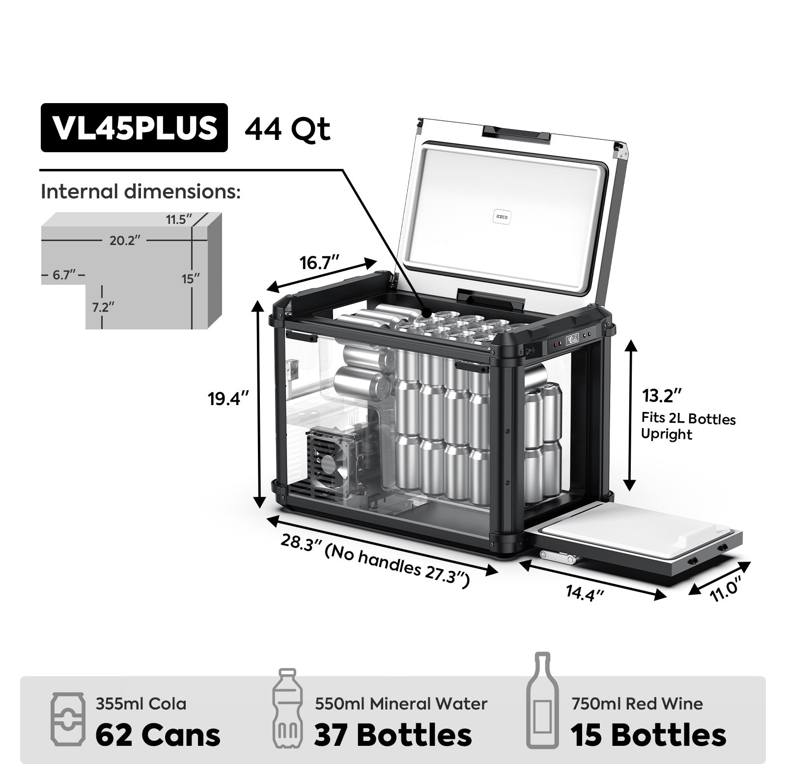 44.4QT VL45PLUS 3 Ways Access Fridge Freezer | ICECO Ship out Late August-Portable Fridge-www.icecofreezer.com