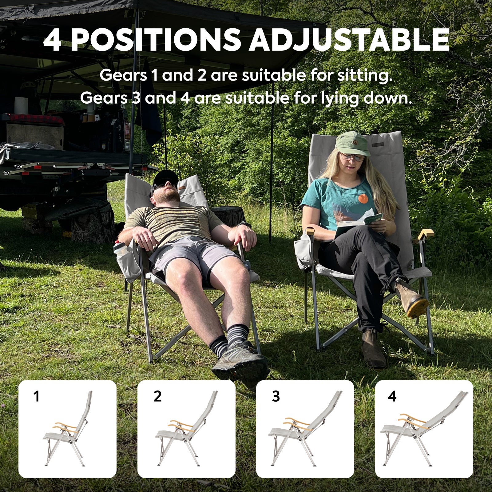 Ha1600 4 Positions Adjustable Camping Chairs for Outside | ICECO-Outdoor Gear-www.icecofreezer.com