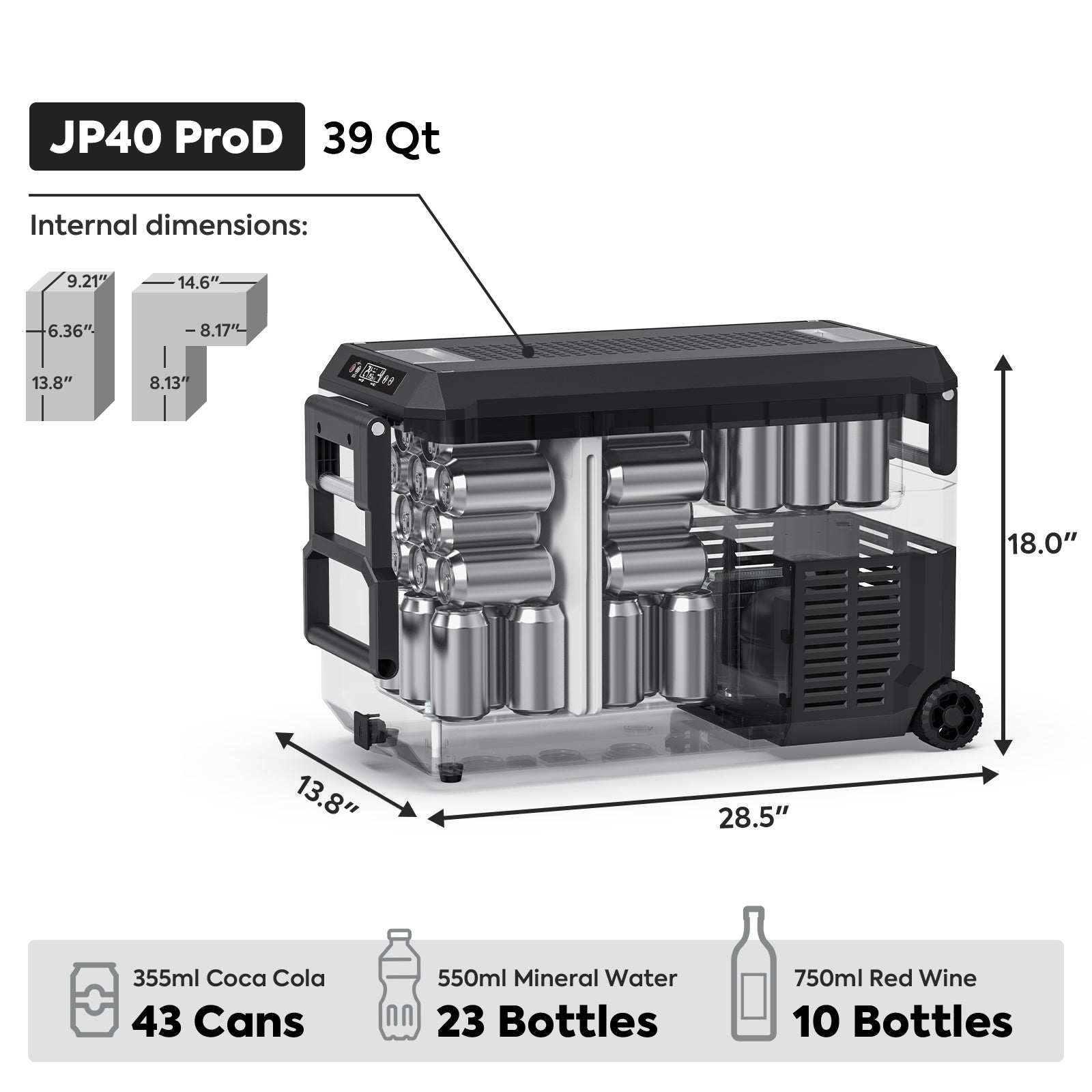 40QT JP40 Pro Dual Zone Wheeled Portable Freezer With Cover | ICECO-Portable Fridge-www.icecofreezer.com