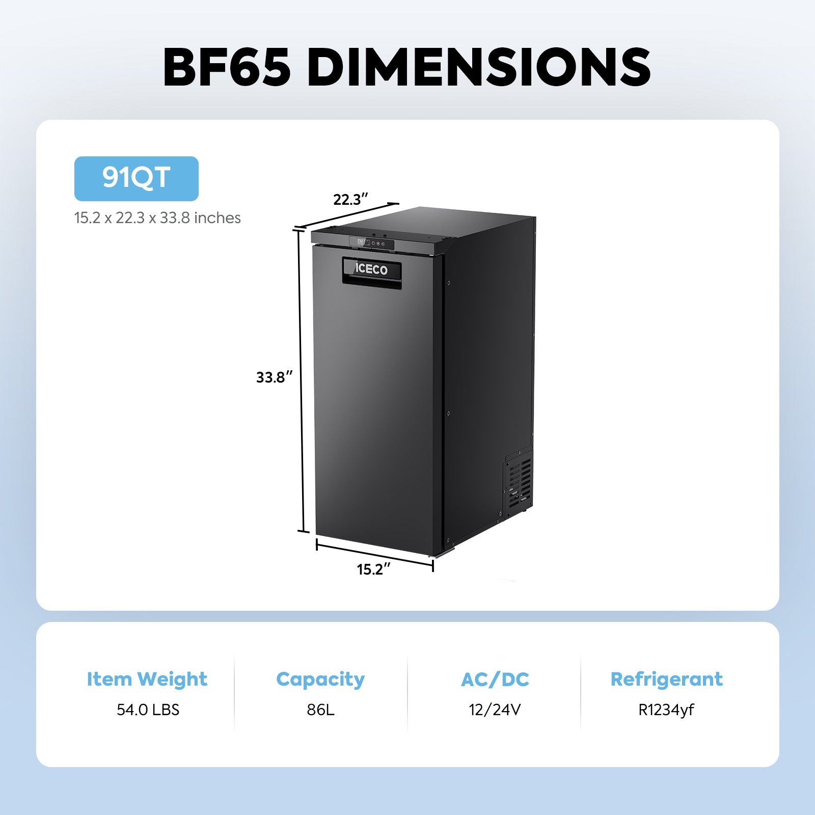BF65/BF86 Series 66/91QT 12V RV/Truck Portable Freezer | ICECO-Portable Fridge-www.icecofreezer.com