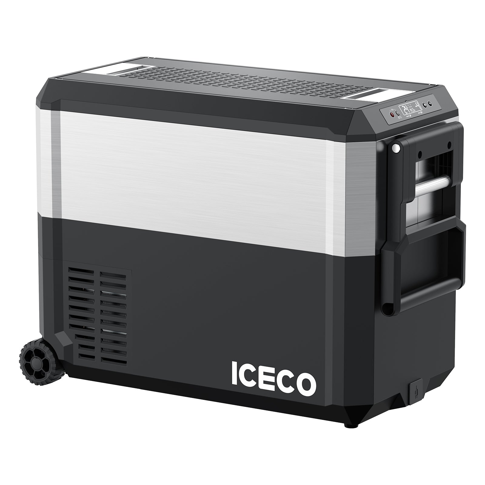 JP Pro Series 40/51QT Dual Zone Wheeled Car Fridge With Cover-SILVER | Ship Out in Early-August-Portable Fridge-www.icecofreezer.com