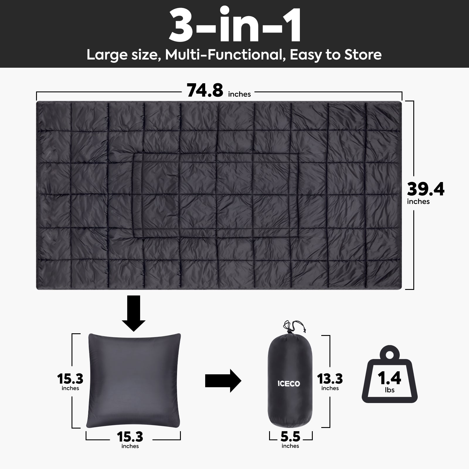 Camping Blanket, Sustainable Insulated Outdoor Blanket | ICECO-www.icecofreezer.com