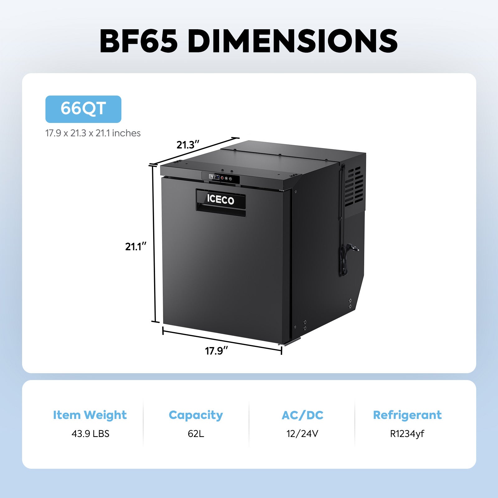 BF65/BF86 Series 66/91QT 12V RV/Truck Portable Freezer | ICECO-Portable Fridge-www.icecofreezer.com