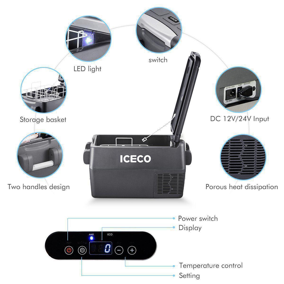 ICECO 32QT JP30 12V Portable Fridge Freezer