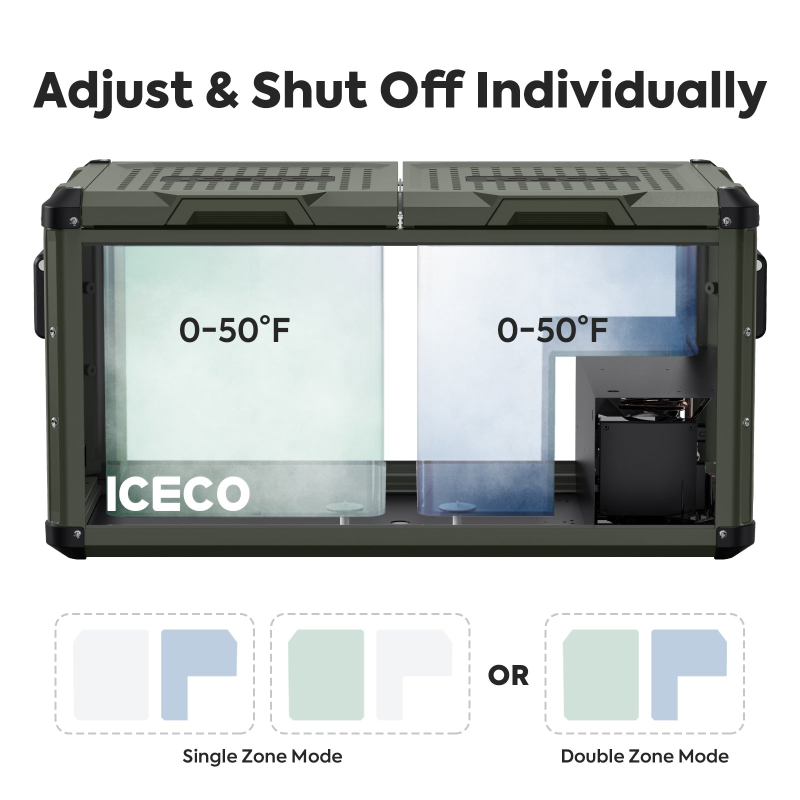 79.2QT VL75ProD Olive 12V Heavy Duty Metal Fridge Freezer| ICECO-Portable Fridge-www.icecofreezer.com