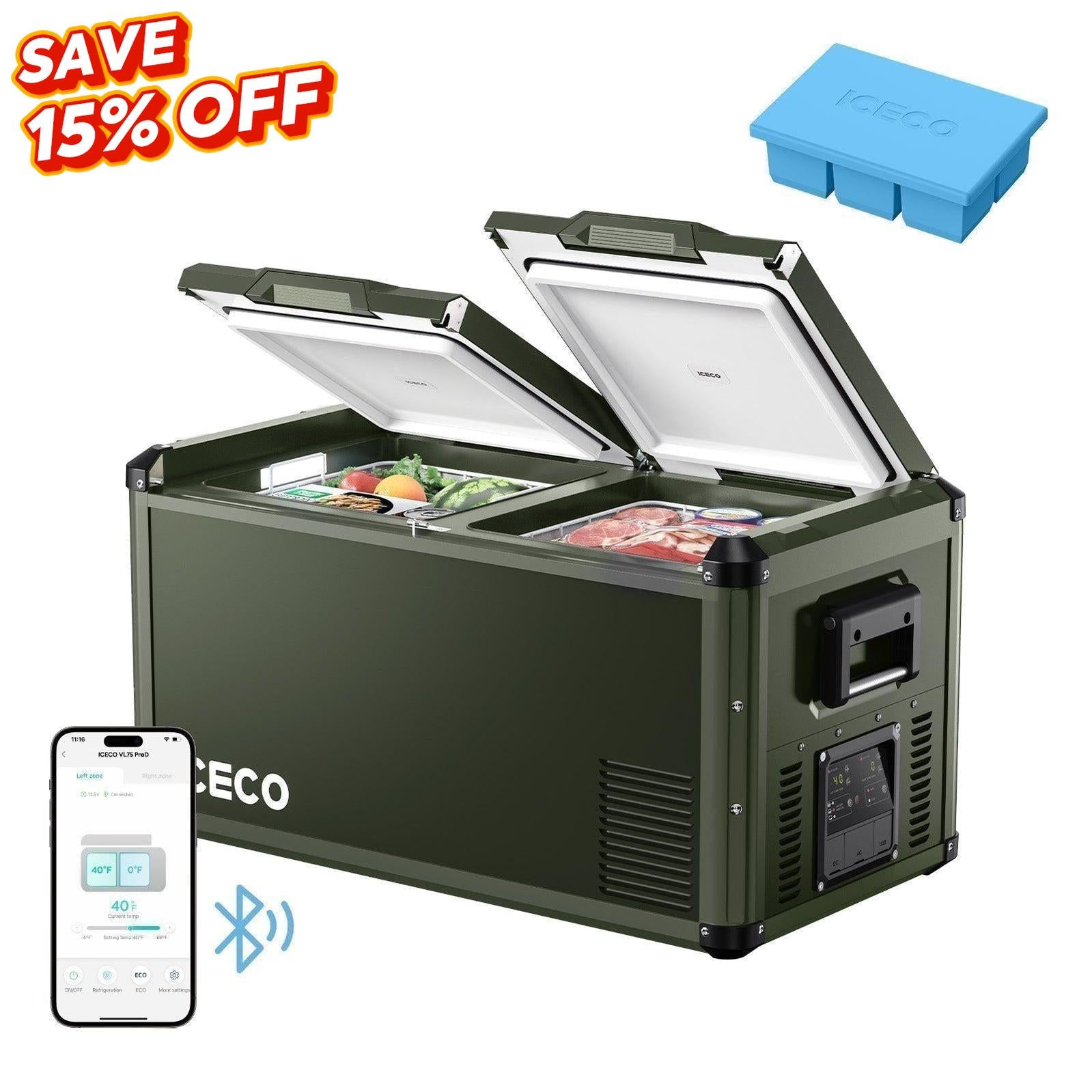 79.2QT VL75ProD 12V Heavy Duty Fridge Freezer With Ice Tray| ICECO-Portable Fridge-www.icecofreezer.com