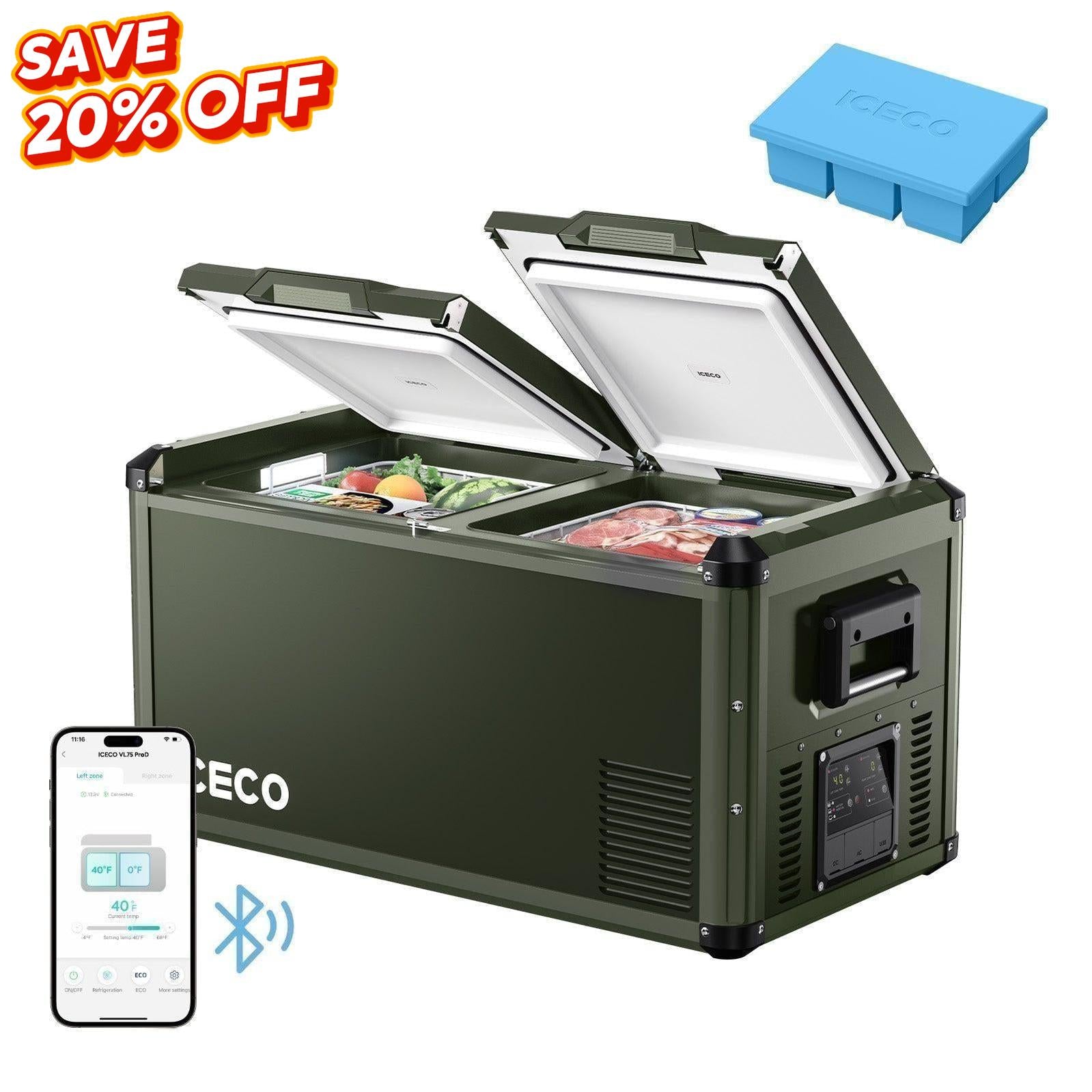 79.2QT VL75ProD 12V Heavy Duty Fridge Freezer With Ice Tray| ICECO-Portable Fridge-www.icecofreezer.com