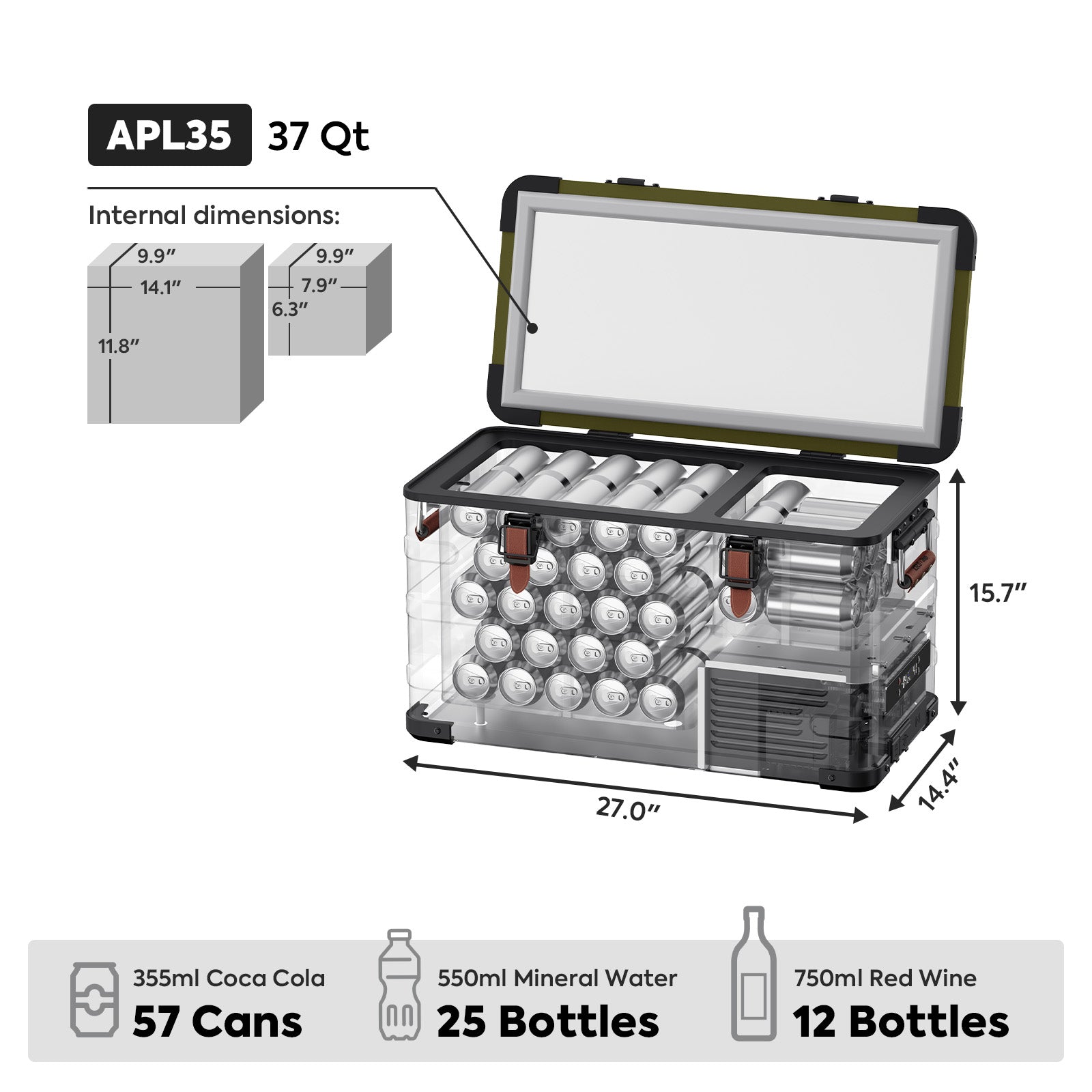 37QT APL35 Ultralight Dual Zone Aluminum Freezer | ICECO × JEEP® APL35 Limited Edition-Portable Fridge-www.icecofreezer.com
