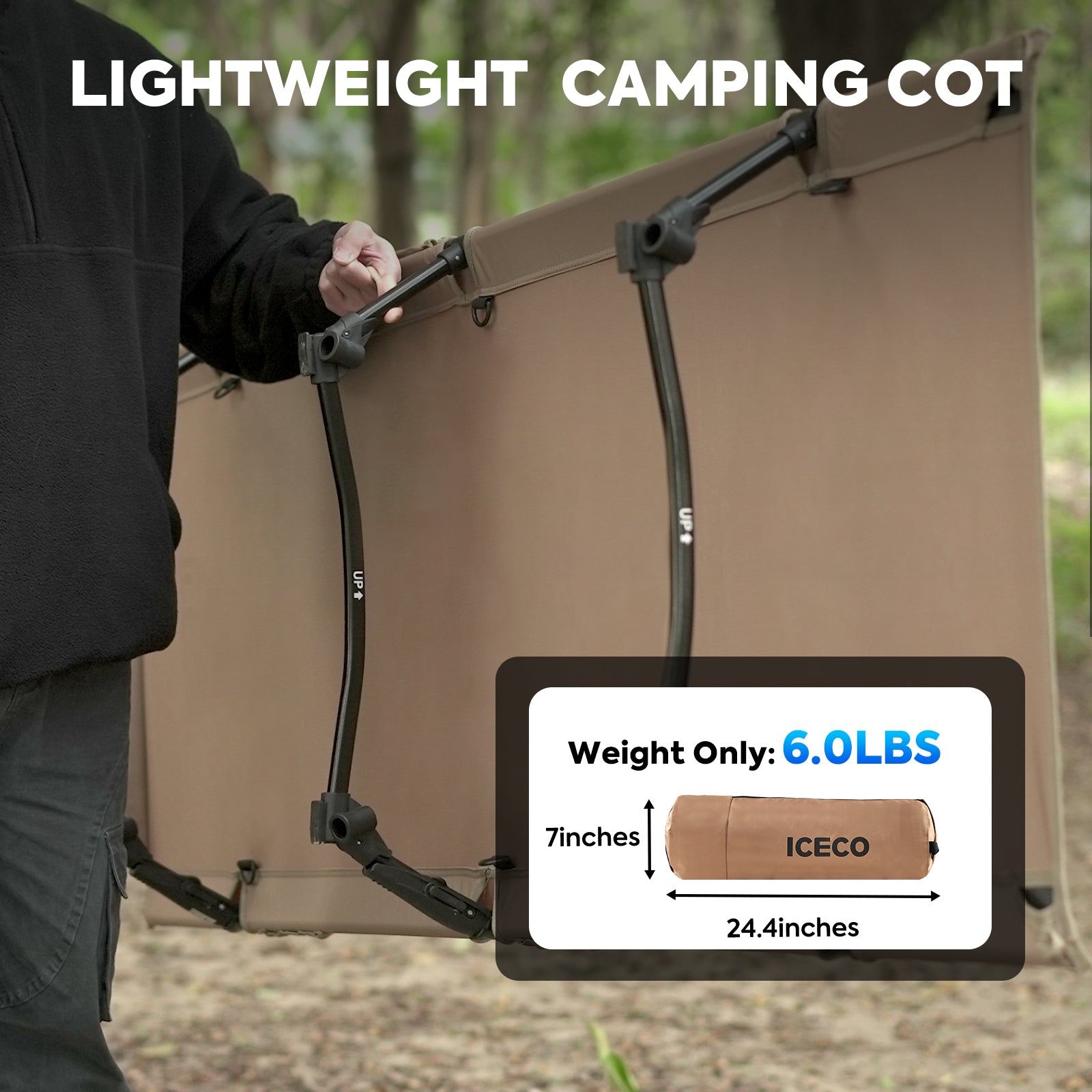 Portable Camping Cot khaki | ICECO-Outdoor Gear-www.icecofreezer.com