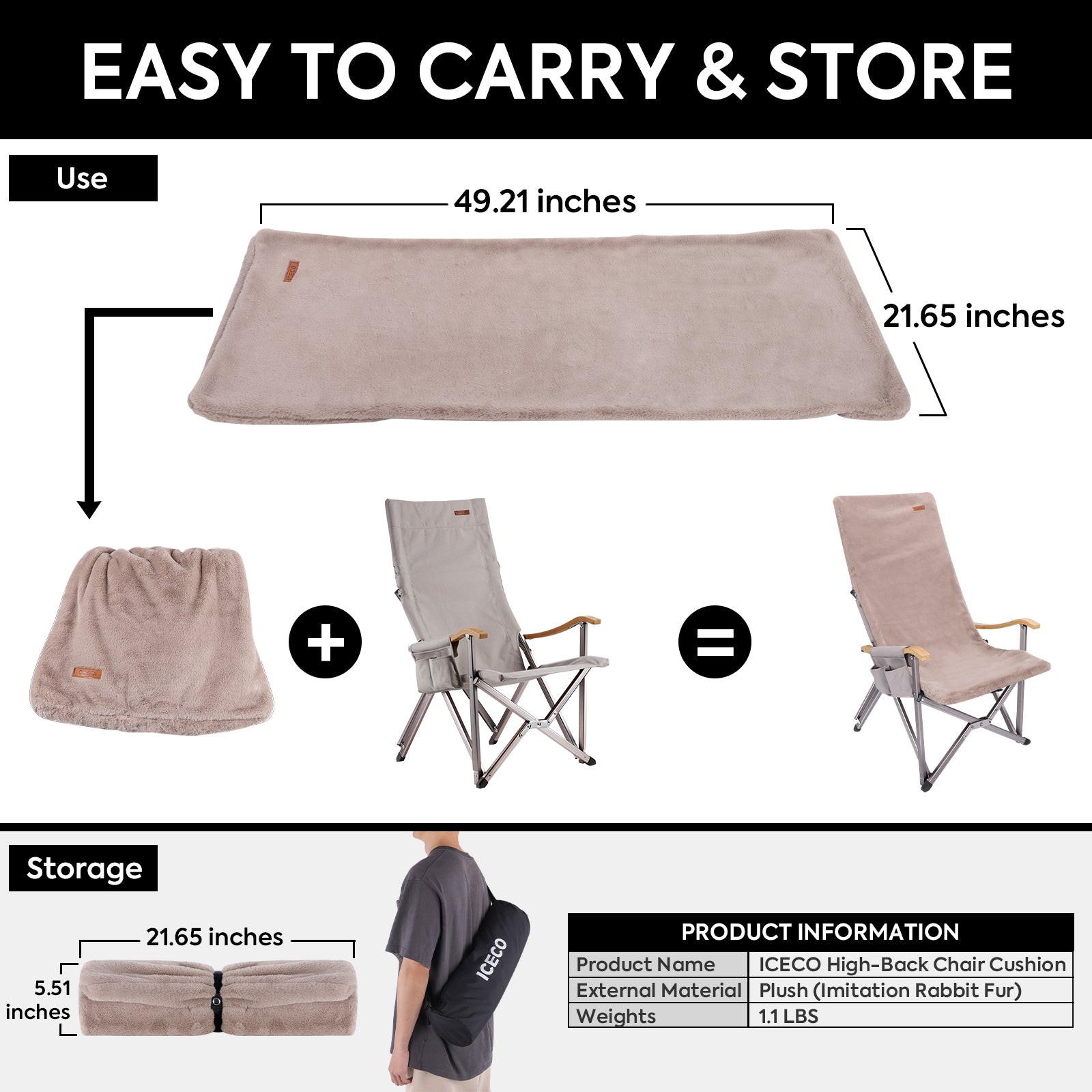 New！Plush Cushion for High-back Camping Chair | ICECO-Outdoor Gear-www.icecofreezer.com