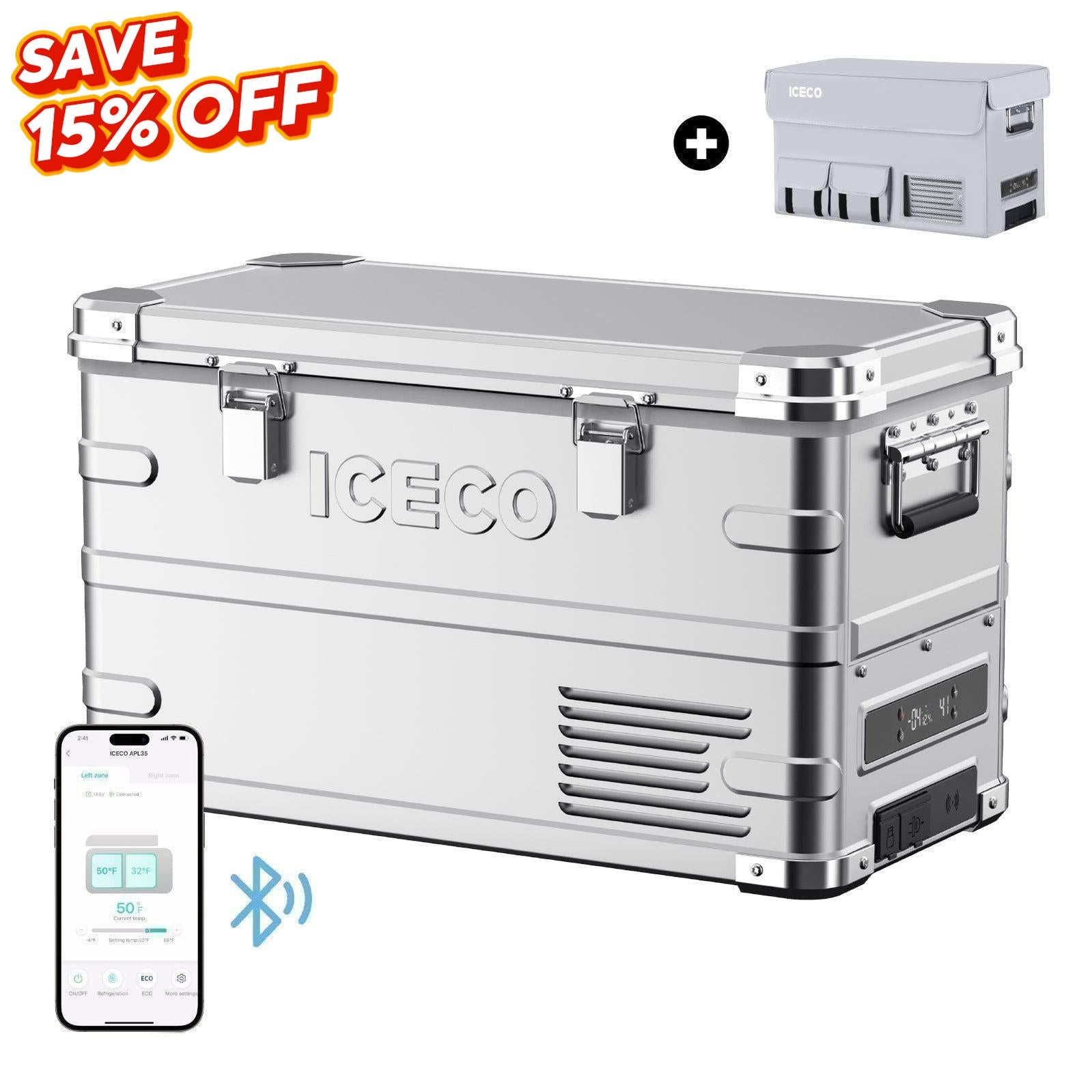 APL35 Ultra-light Dual Zone Aluminum Freezer with Cover | Ship out Late August-Portable Fridge-www.icecofreezer.com