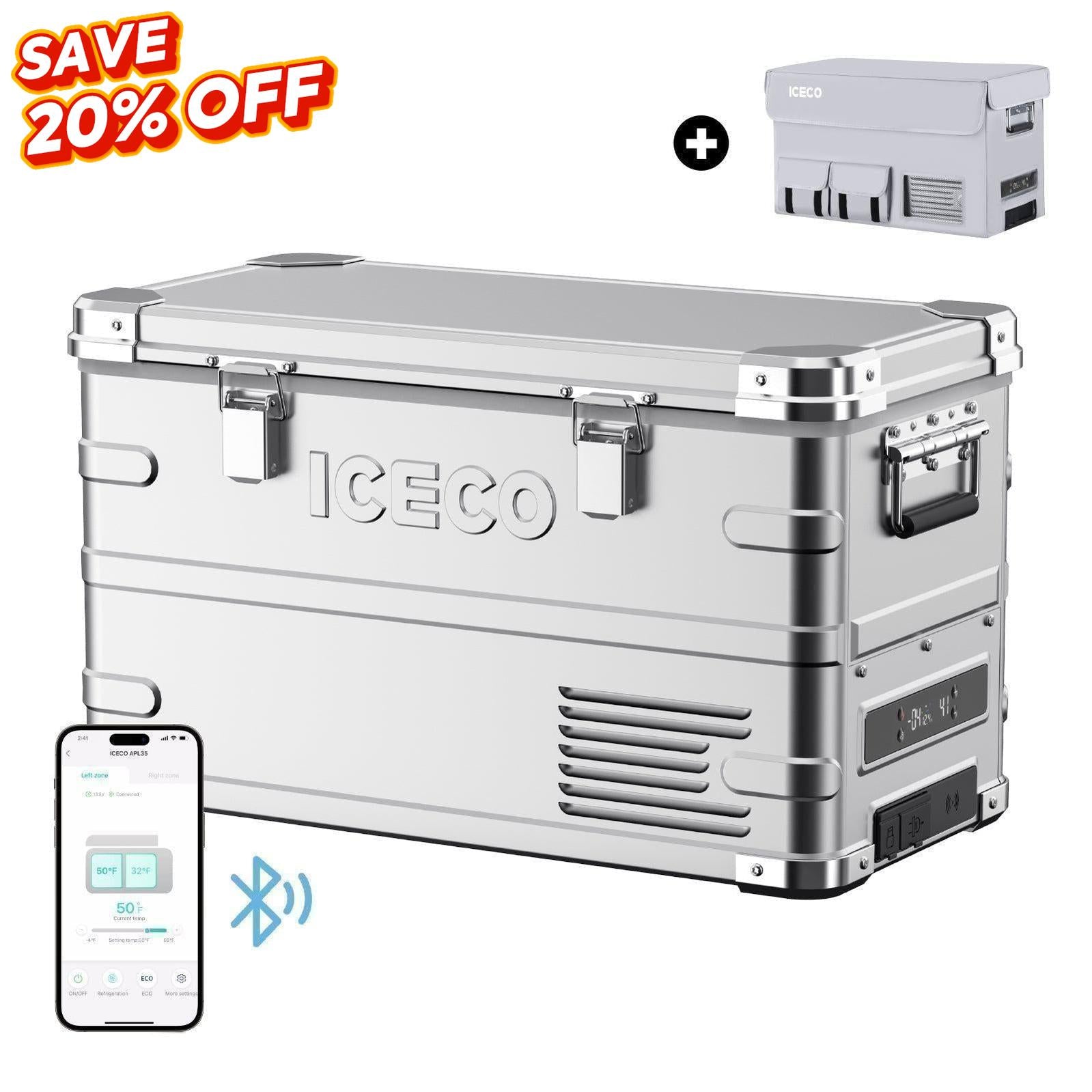 APL35 Ultra-light Dual Zone Aluminum Freezer with Cover | Ship out Late August-Portable Fridge-www.icecofreezer.com