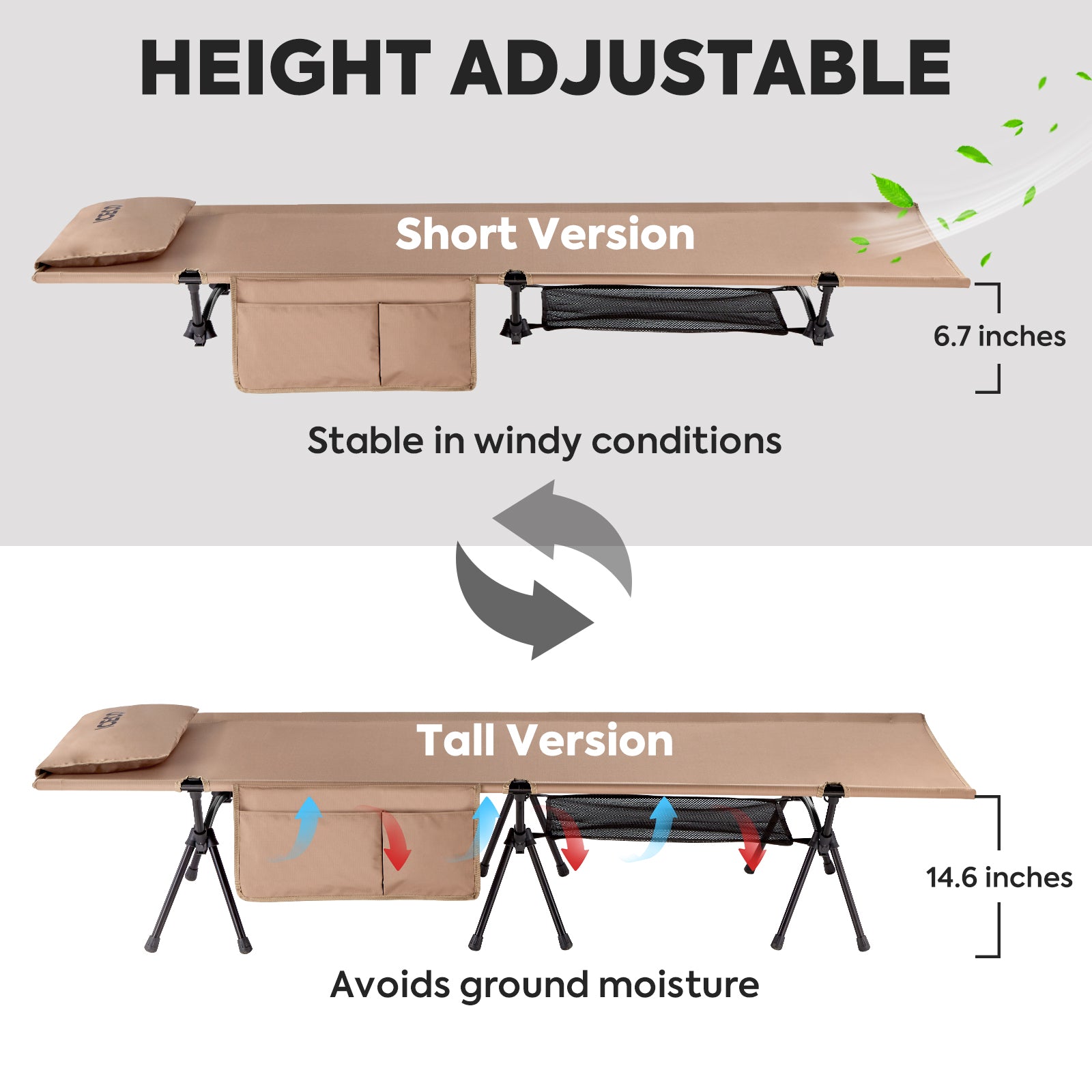 Portable Camping Cot khaki | ICECO-Outdoor Gear-www.icecofreezer.com