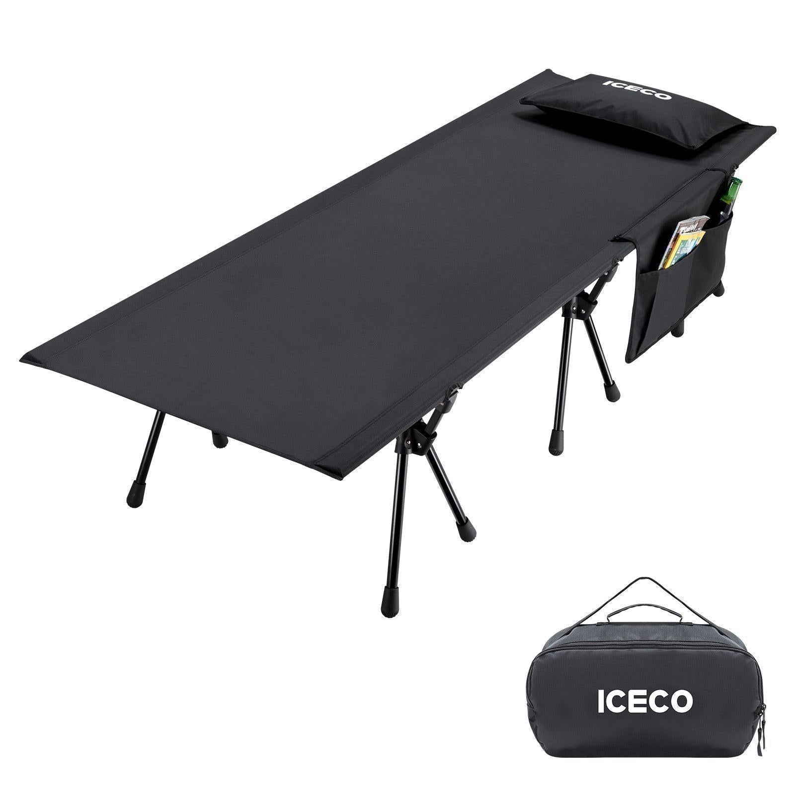 ICECO Camping Cot for Adults, Folding Bed Supports 400 Lbs