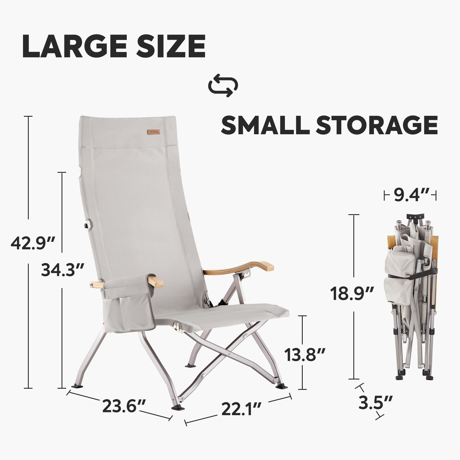 Ha1600L 4 Positions Adjustable Camping Chairs for Adults-Outdoor Gear-www.icecofreezer.com