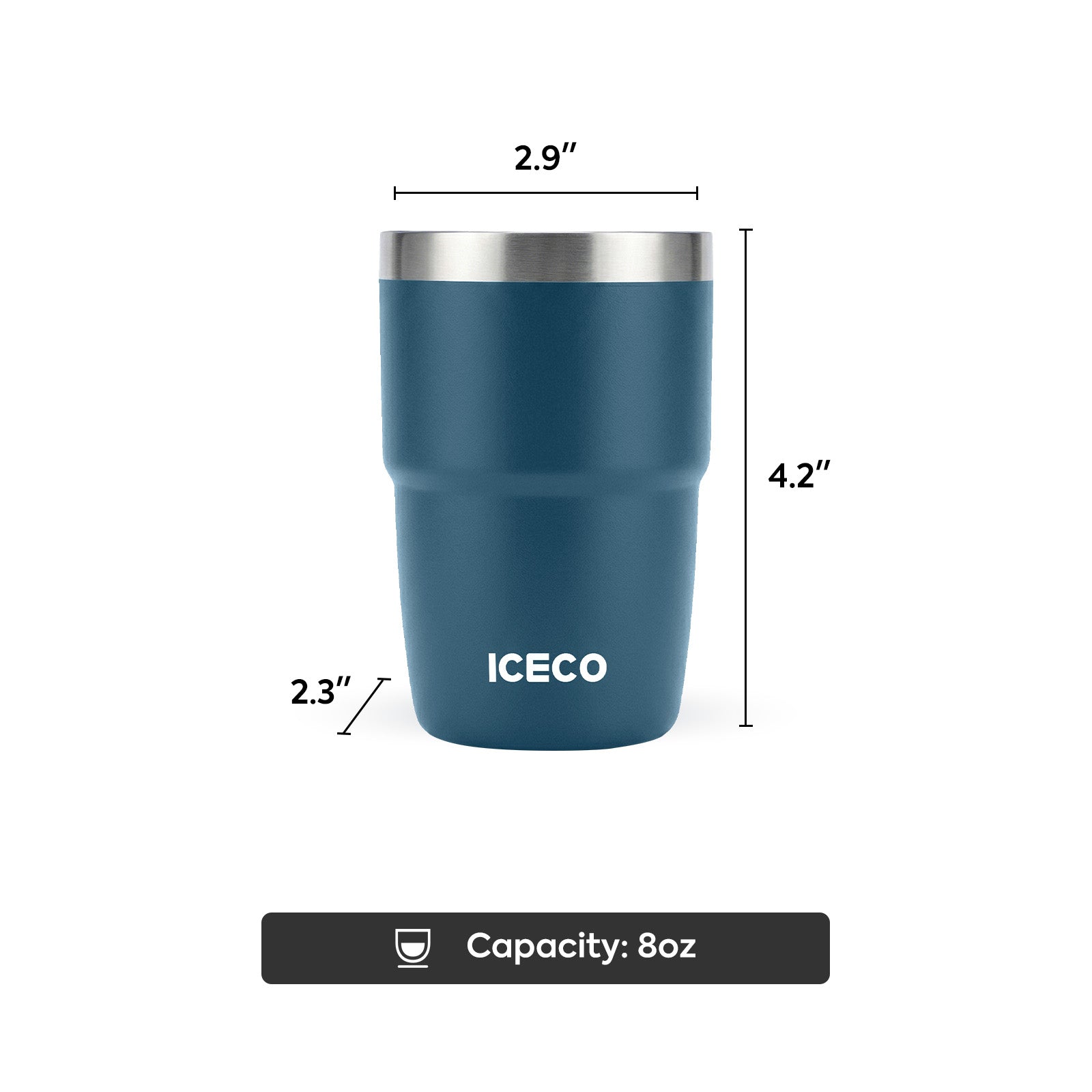 2-Pack 8 oz Stackable Stainless Steel Tumbler Set | ICECO-accessories-www.icecofreezer.com