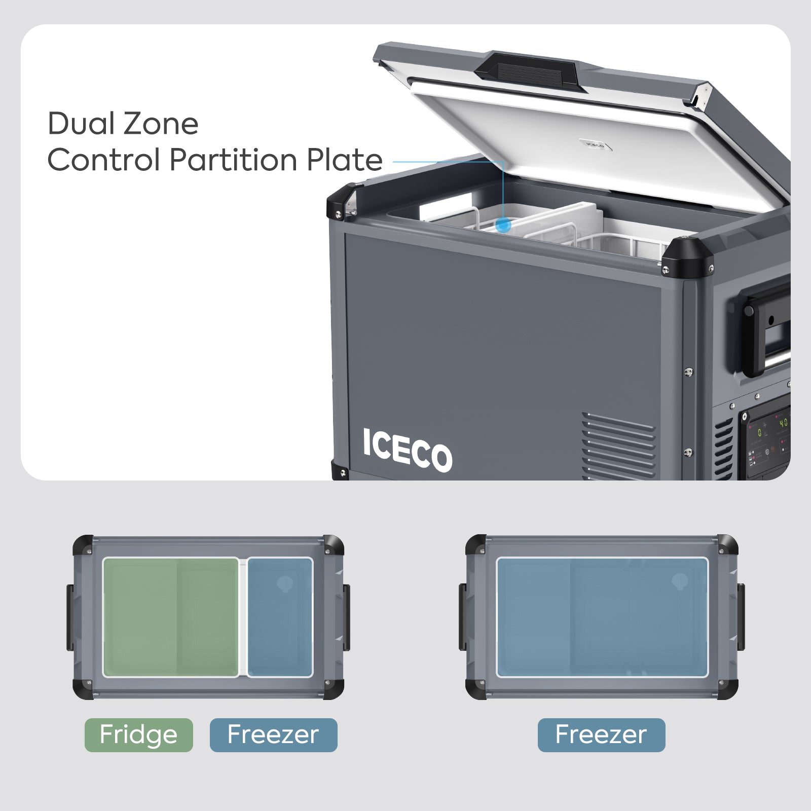 47.5QT VL45ProD Dual Zone Upgrade Portable Fridge Freezer | ICECO-Portable Fridge-www.icecofreezer.com