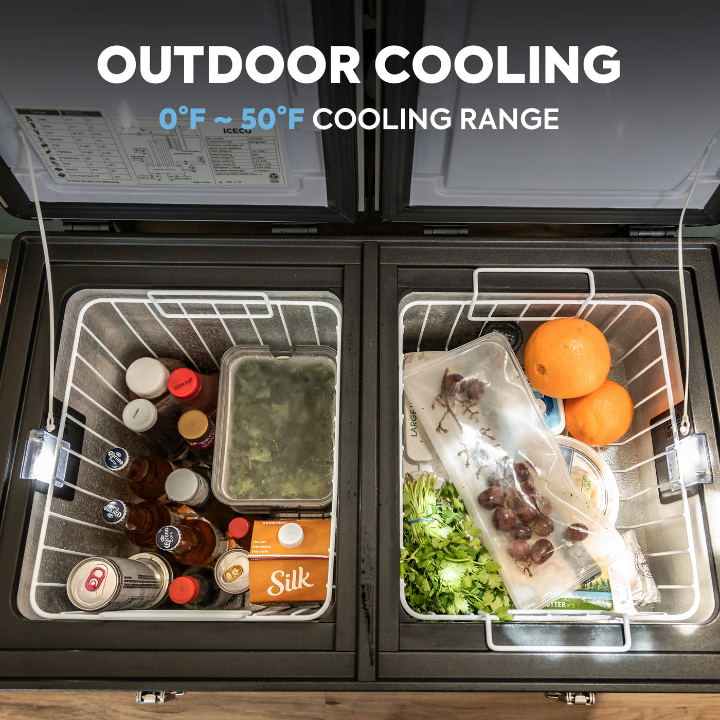 68.6QT VL65 Dual Zone Portable Fridge Plug In Cooler for Car with Secop