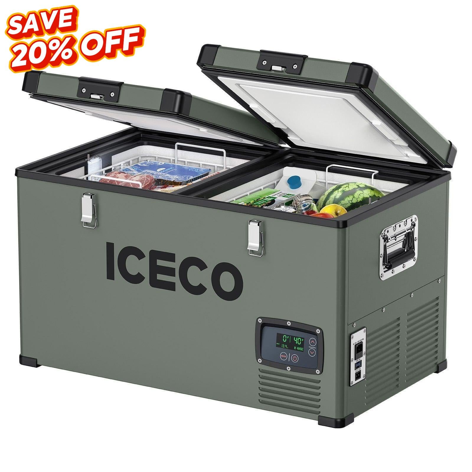 63.4QT VL60 Dual Zone Metal Fridge Freezer with Cover | ICECO-Portable Fridge-www.icecofreezer.com