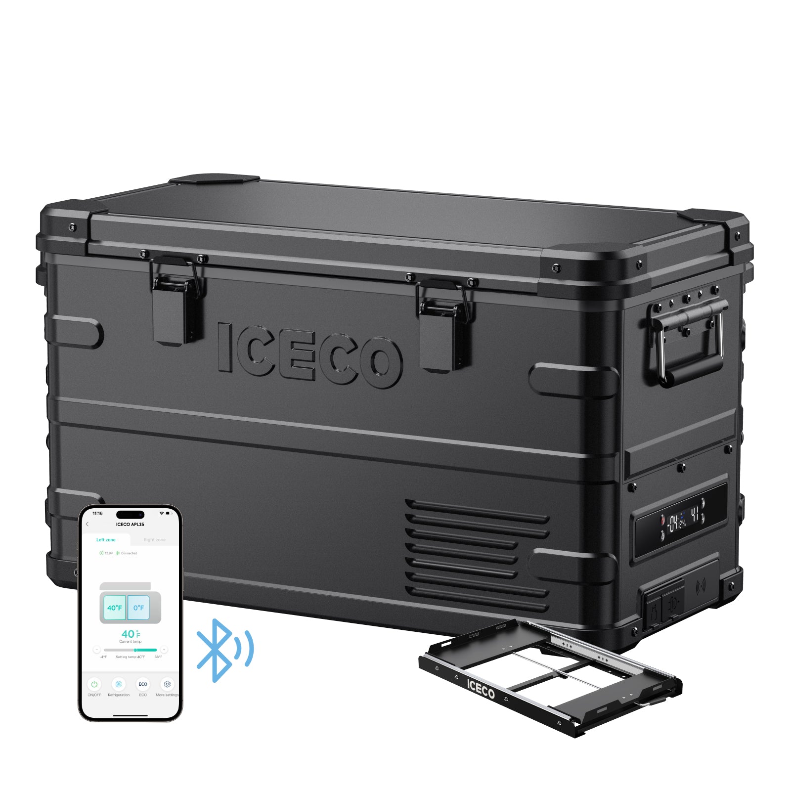 37QT APL35-Black Ultralight Dual Zone Aluminum Freezer | ICECO-Portable Fridge-www.icecofreezer.com