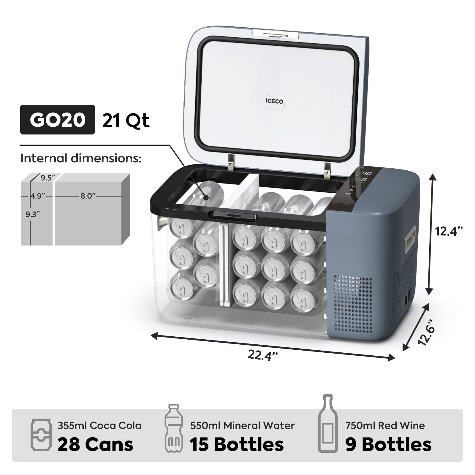 21QT GO20 Dual Zone Portable Freezer Fridge| ICECO-Portable Fridge-www.icecofreezer.com